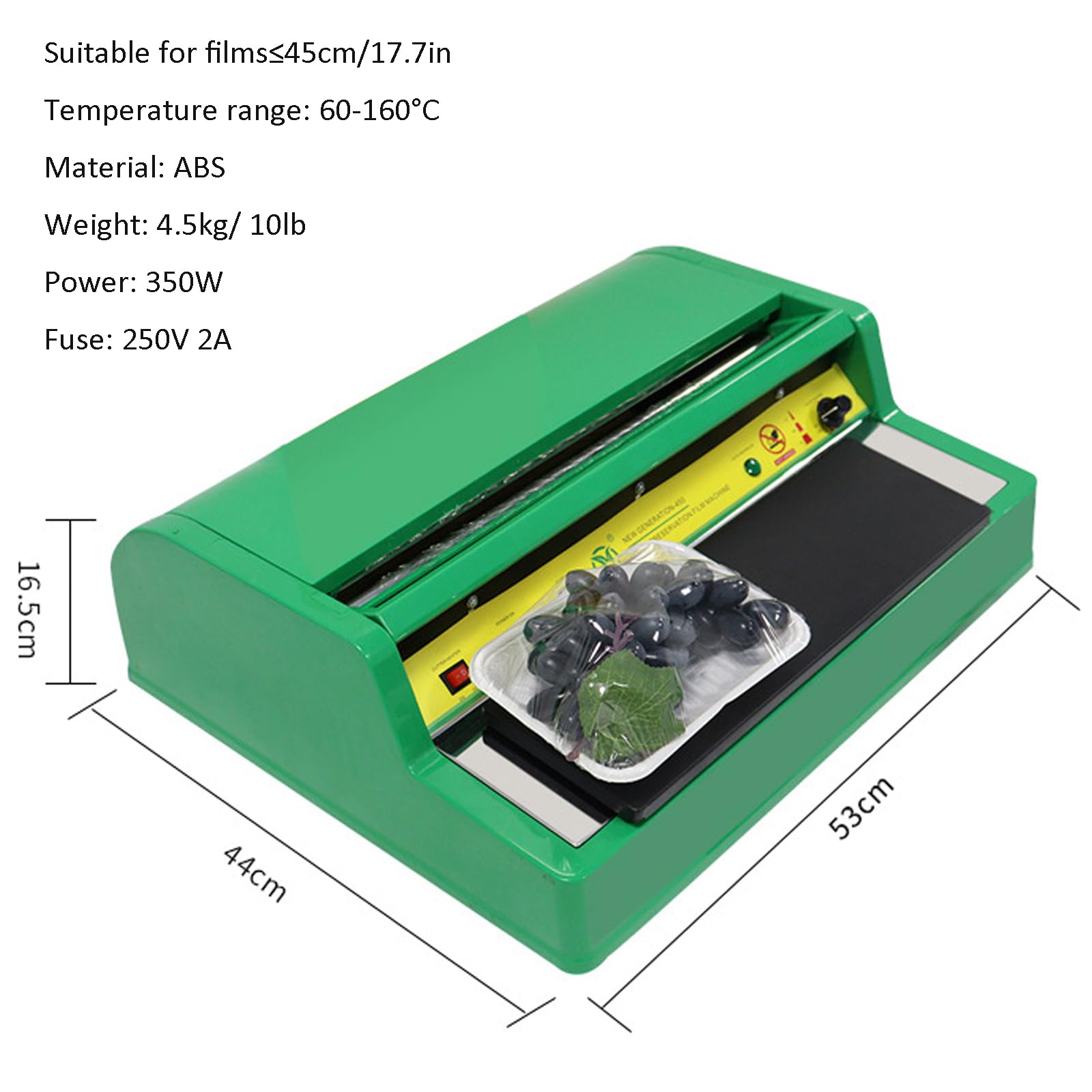 Hand Film Wrapping Machine Food Cling Film Dispenser 21” 350W Thickened ABS Cling Film Cutting Tool for Efficient Food Packaging