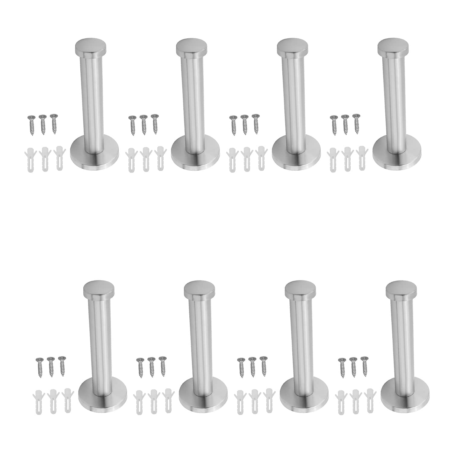 MroMax 4.2 Inch Wall Mount Robe Hooks, Stainless Steel Coat Hook Towel Wall Hanger Clothes Coat Hook Holder for Bathroom Bedroom Kitchen Silver 8Pcs