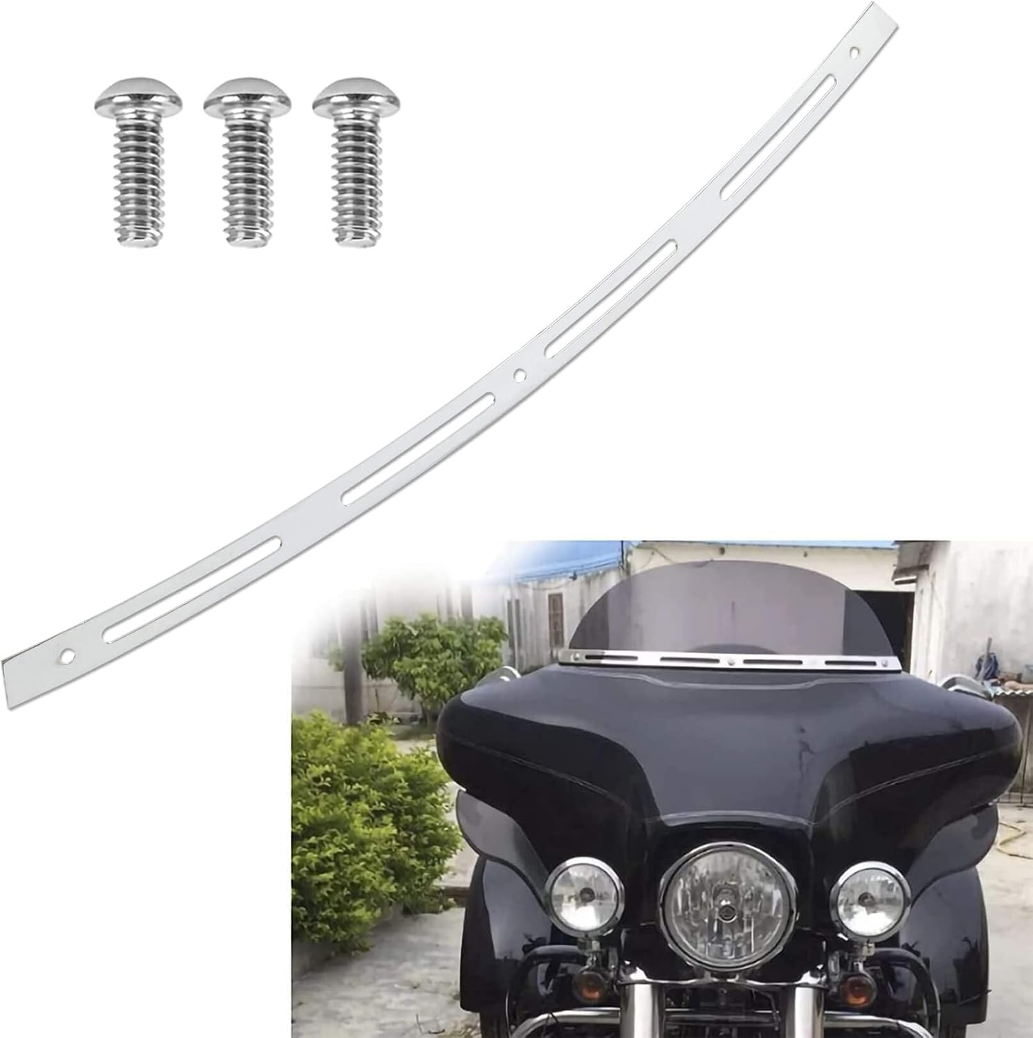 4 Slotted Track Polished Batwing Fairing Windshield