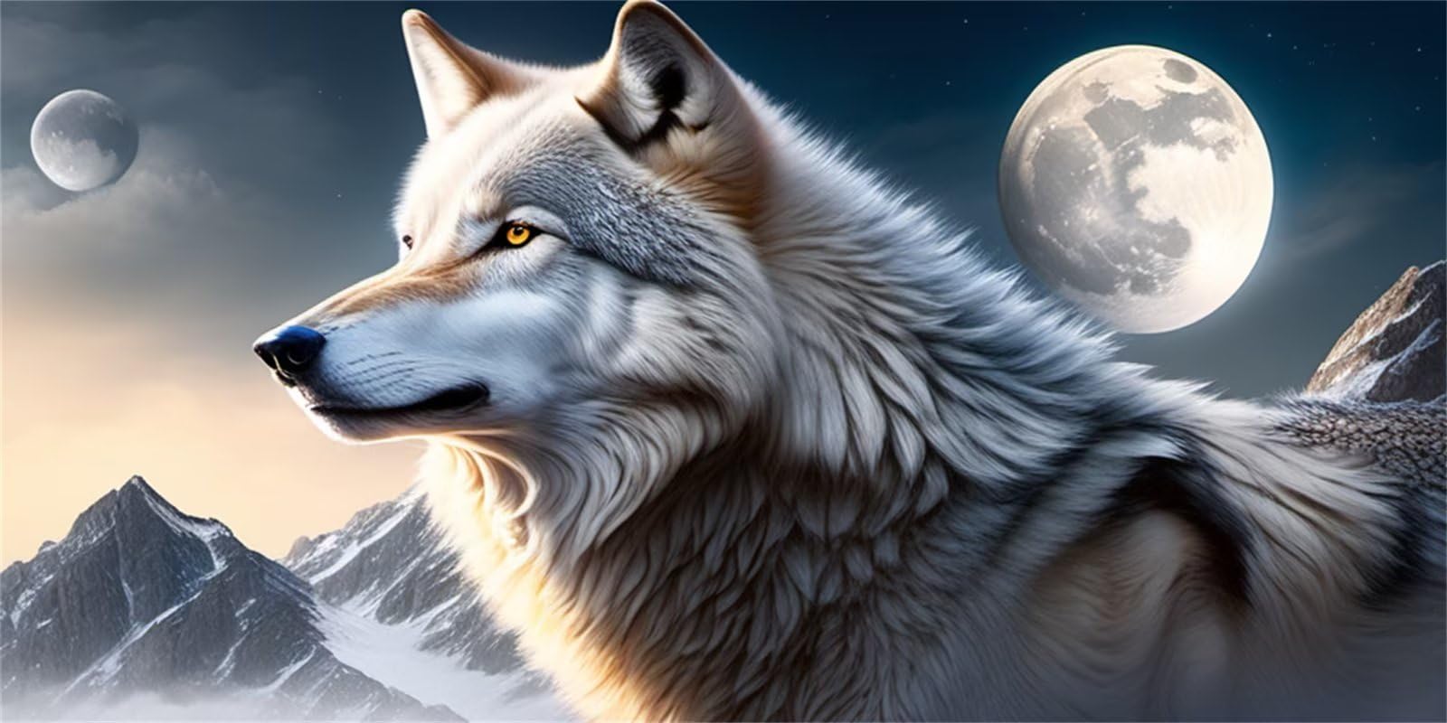 Peinture diamant anti-stress grand format 60x180cm Lune de loup 5D kit artisanat maison