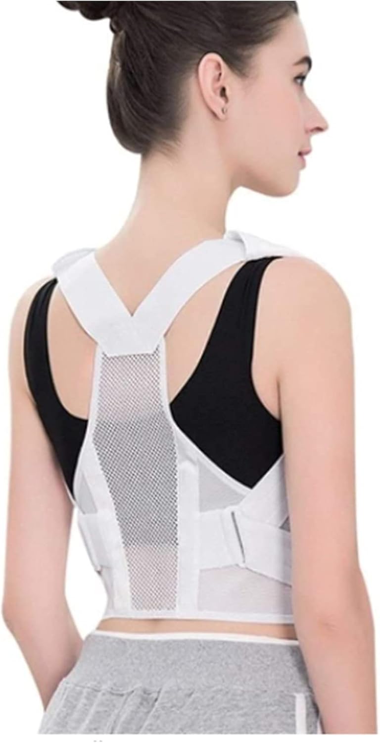 Posture Corrector for Women and Men Back Brace Straightener Shoulder Upright Support Trainer for Body Correction and Neck Muscle Memory Support (Color : White Size : X-Large) (White Large) (White M
