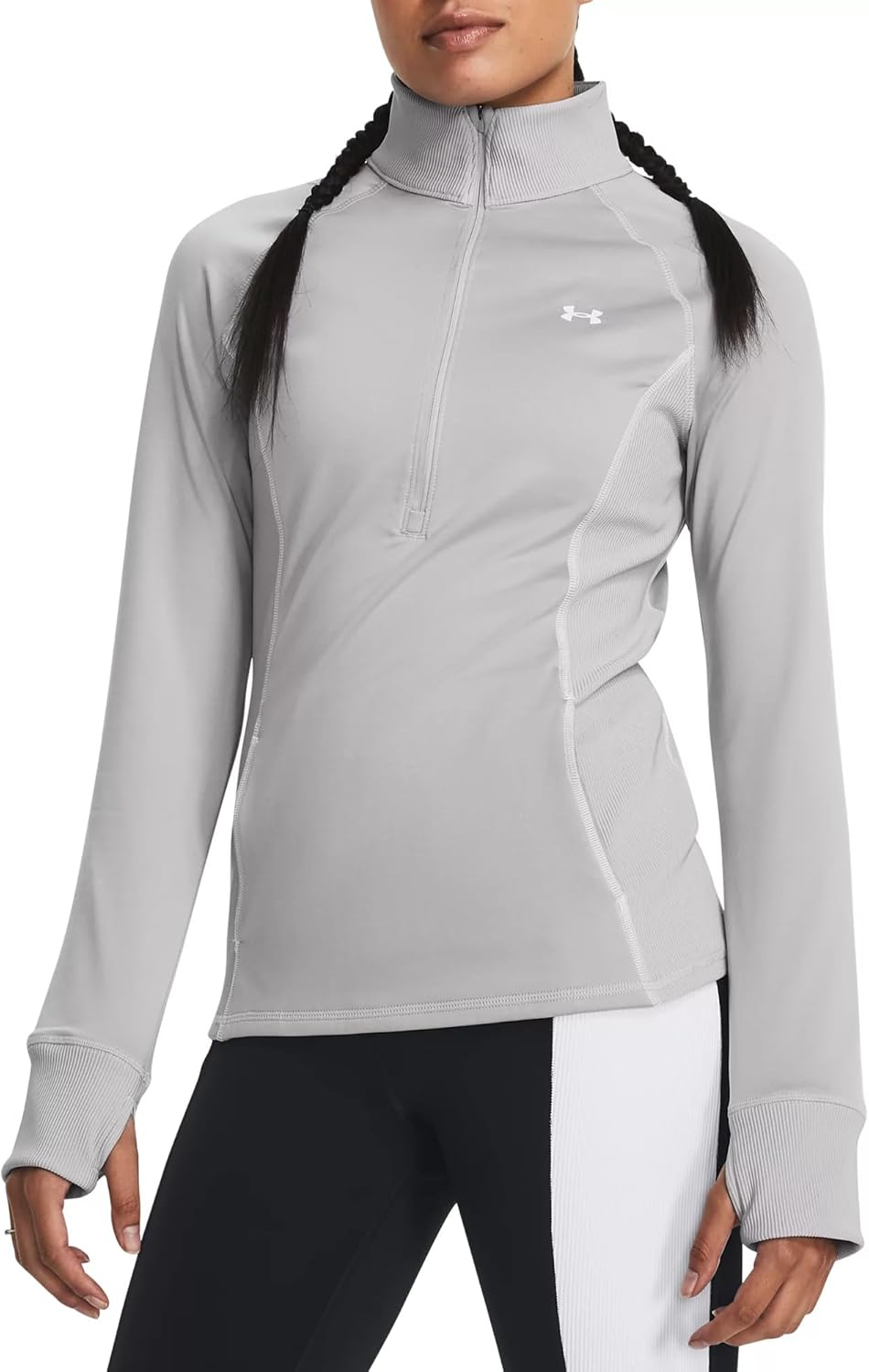 Under Armour Women's Long-Sleeve Training Cold Weather 1/2 Zip Top (US, Alpha, Large, Regular, Regular, Grey)