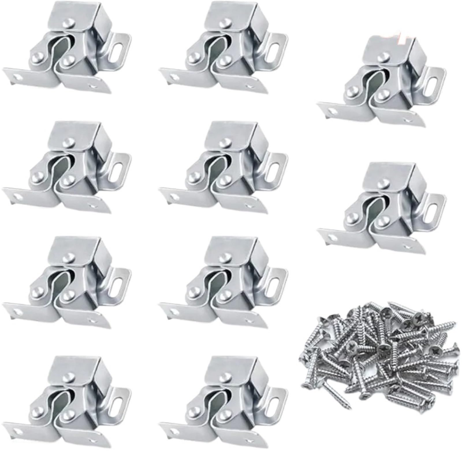 Maryear Red Bronze Double Roller Catch 50Pcs Stainless Steel Door Latch Lock Press-Type Wardrobe Buckle Dual Wheel Spring Fixed Home Hardware(Red Bronze)
