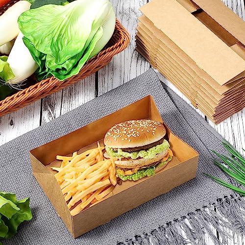 Image of Chinco 300 Pieces Paperboard Kraft Food Trays 4 Corner Pop up Food Tray Disposable Foldable Cardboard Movie Night Snack Party Container Box for Holding Drink at Stadiums or Theaters (Brown)