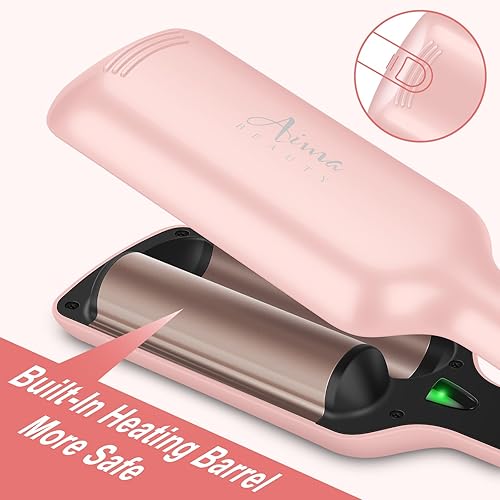 Miniatura 5 de Onduladora de cabello Aima Beauty Twins Mermaid de ondas sueltas de 32mm (1.25"), rizador de ondas anti-quemaduras, varita rizadora de 2 barriles