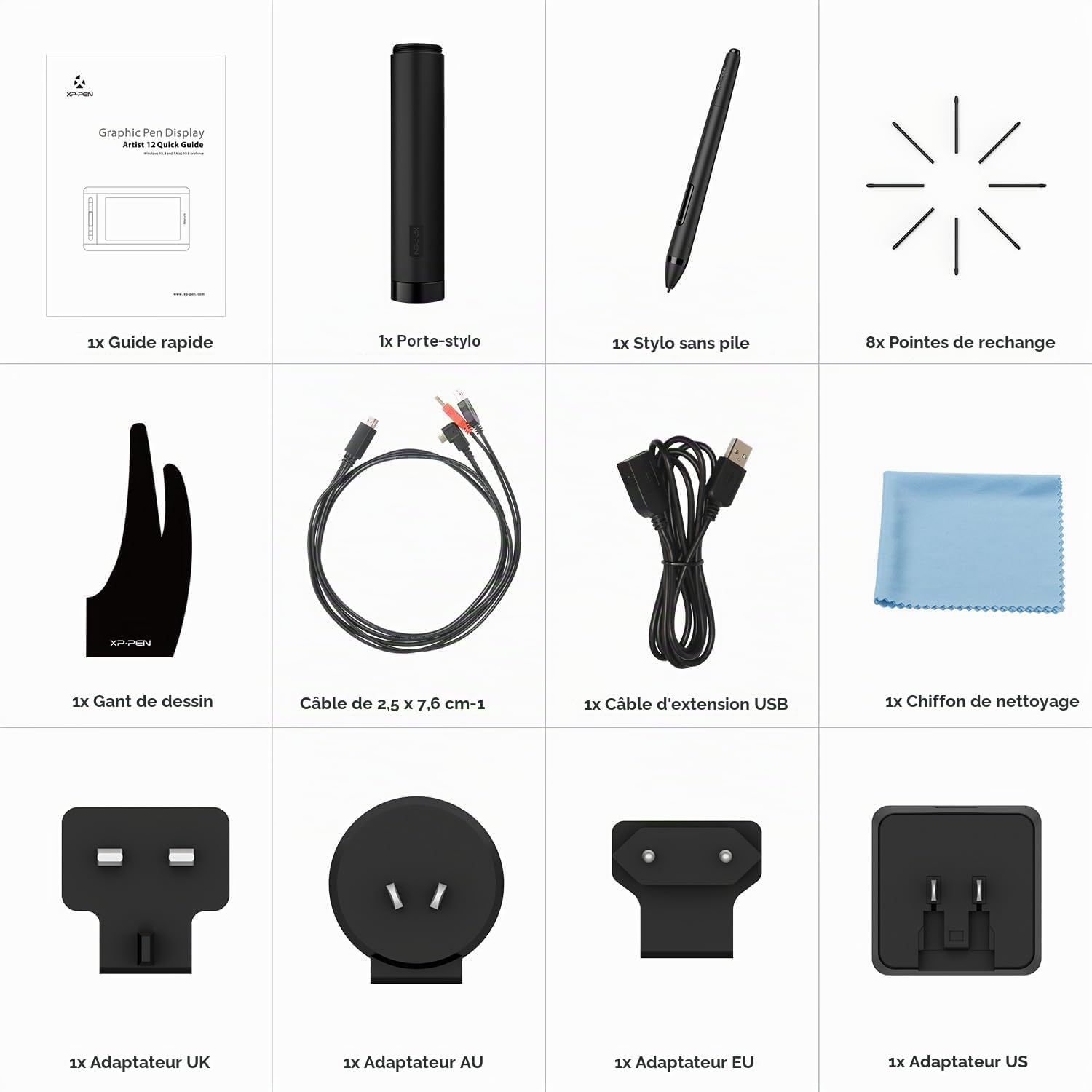 XP-Pen Artist 12 Moniteur Graphique Drawing Pen Tablette Pen Display 1920 X 1080 HD IPS avec Touch Bar Dessin Stylo P06 avec Gomme pour Enseignement à Distance Bureau à Domicile (Artist 12)