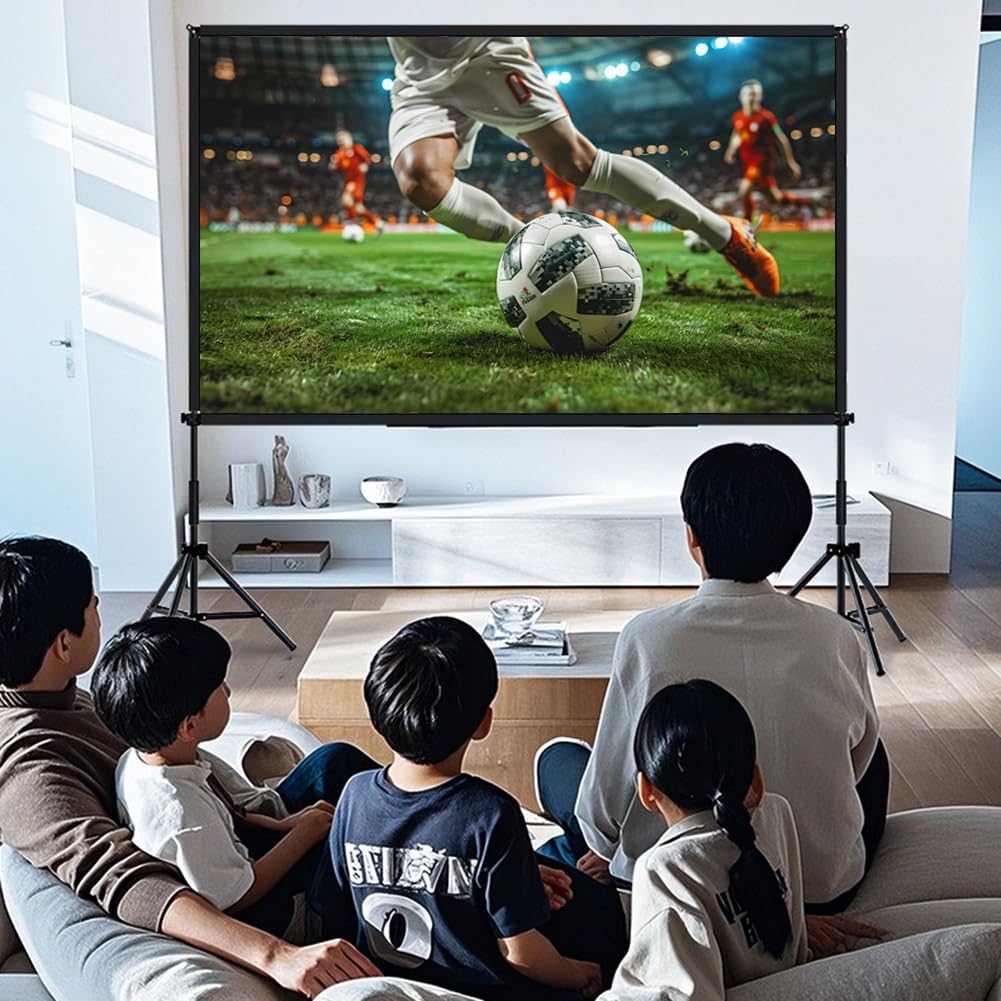 Schermo per Proiettore Portatile Pieghevole da 84" 100" 120" con Treppiede, Schermo per Film da Esterno 16:9 3D 4K HD, Ideale per Serate Cinema(84"(16:9))