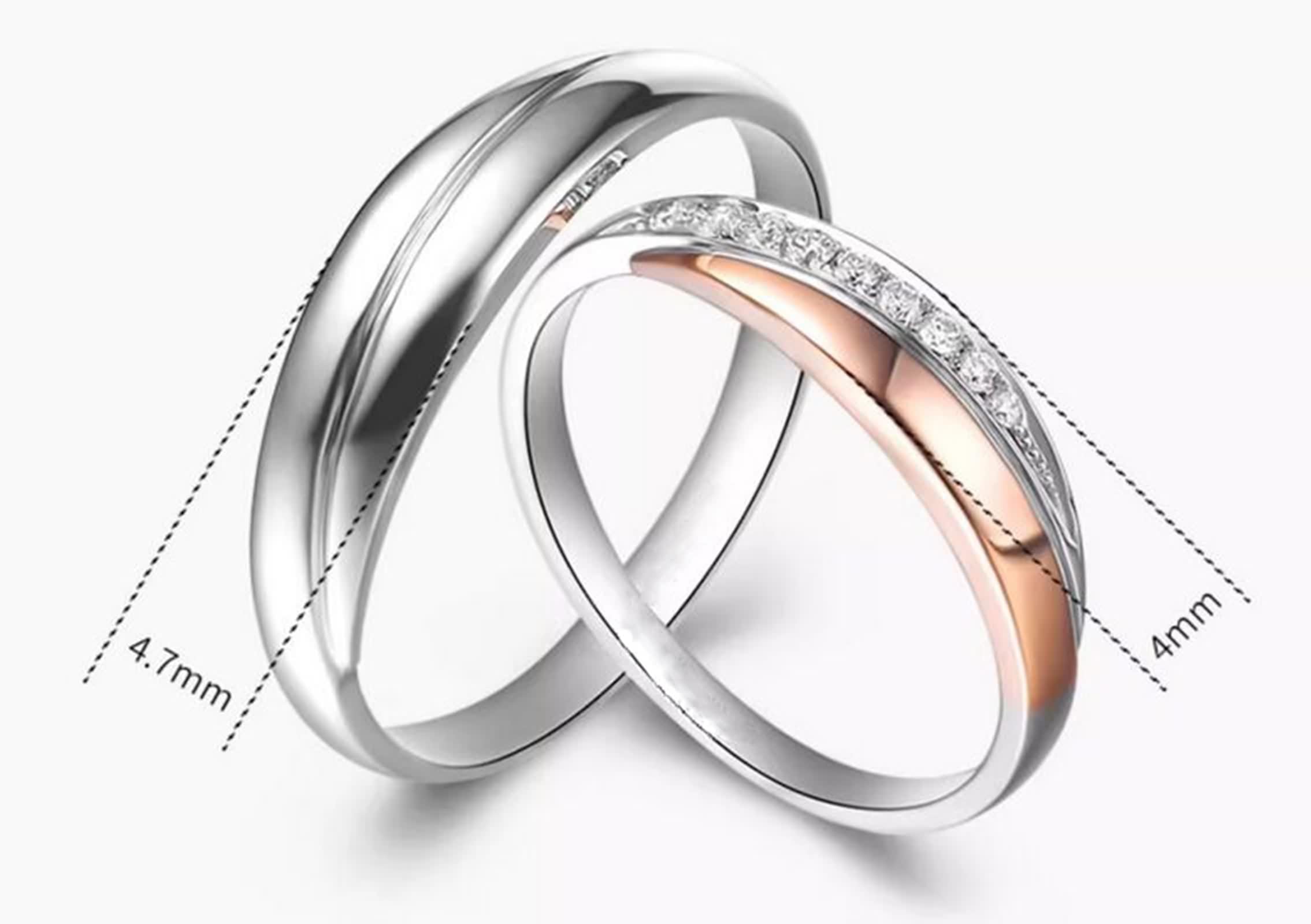 Alianzas de plata Promise para hombre, anillos de boda de oro blanco de 9 quilates, talla 66 (21.0)