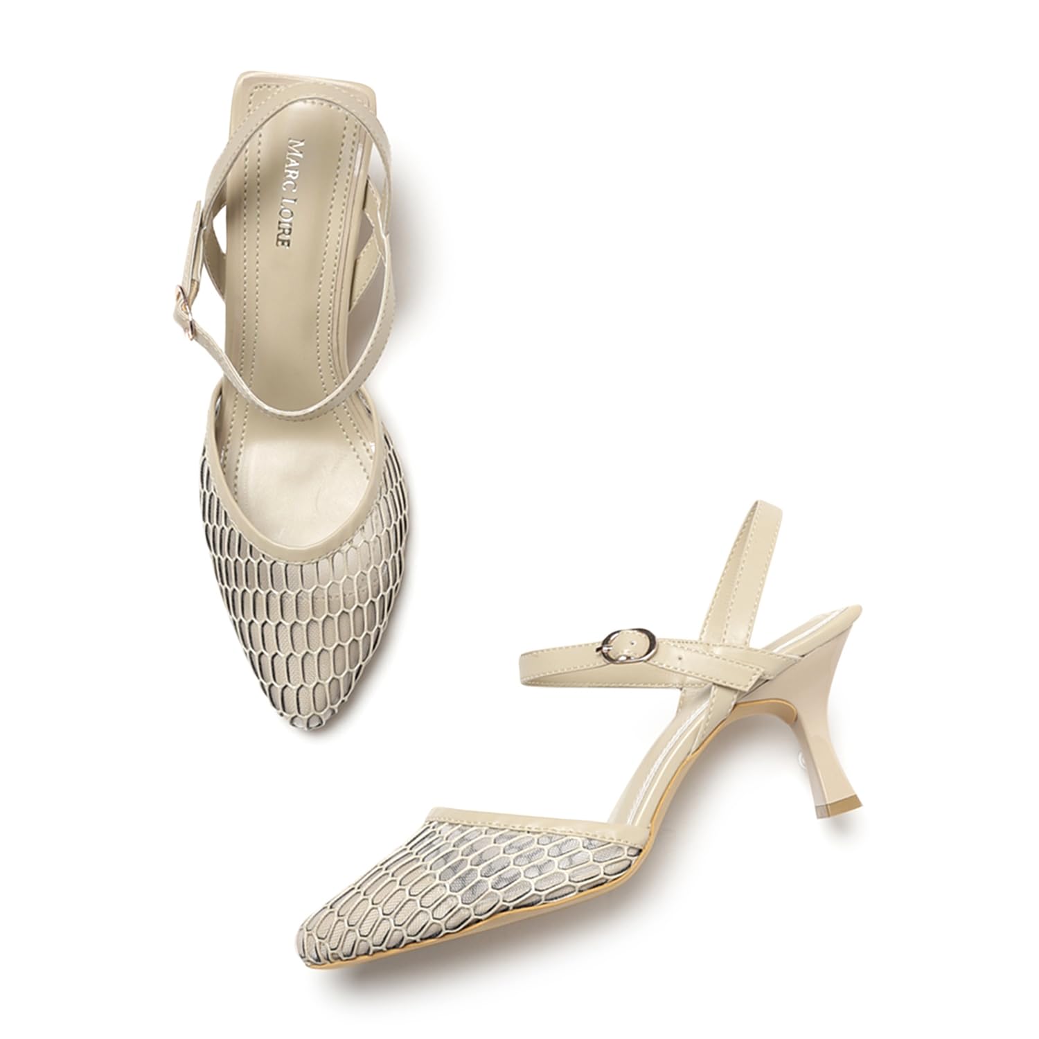 Marc Loire Women Slim Heel Pointed Toe Fashion Sandal with Adjustable Ankle Strap (Cream, 5) (B0CYGYG6WL) Amazon Price History, Amazon Price Tracker
