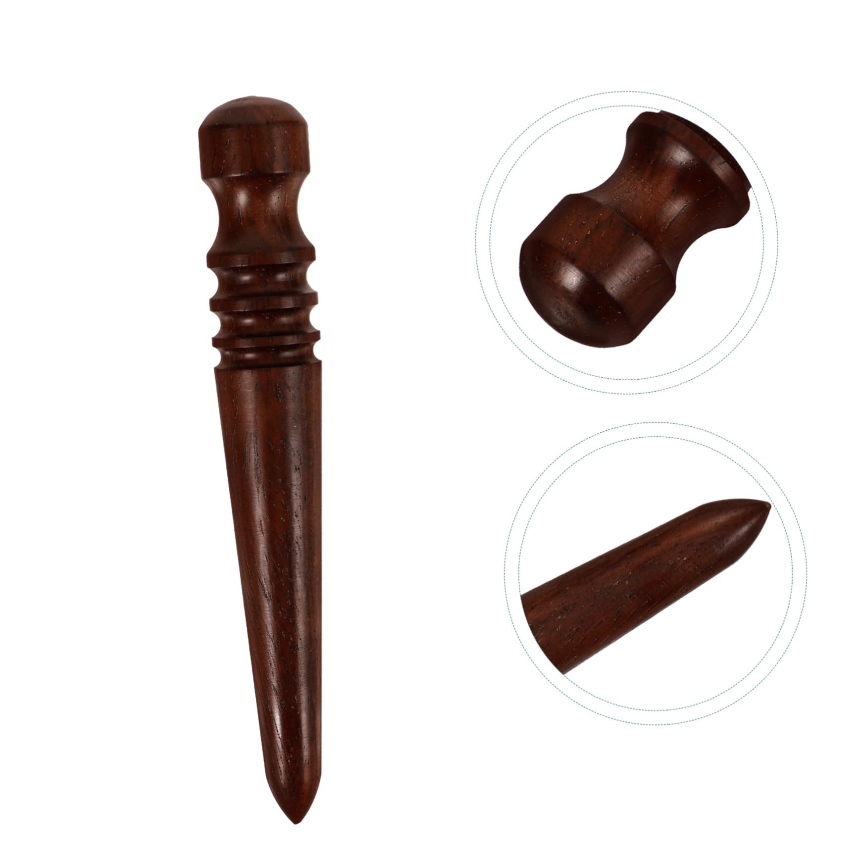 Set Di 3 Utensili In Legno Per Rifinitura Pelle - Asta Rotonda, Piatta E Torta - Faggio Ed Ebano Per Lucidatura E Brunitura