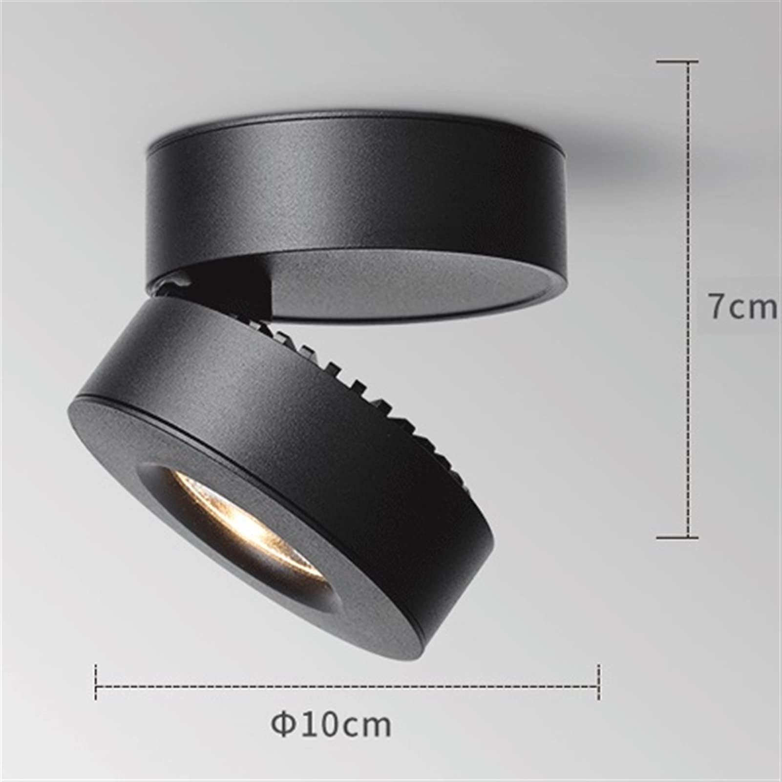Lampa sufitowa LED 5W/7W/12W, czarny reflektor obrotowy, wystająca lampa akcentująca, wewnętrzna lampa ścienna, antyodblaskowa, kolor: 7W-3000K.