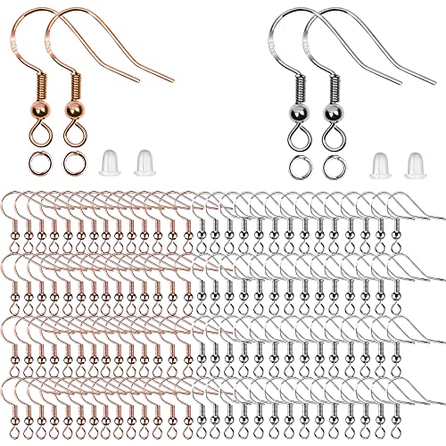 Earring Hooks, 925 Sterling Silver/Gold Hypoallergenic Earring Hooks for Jewelry Making,600pcs Upgrade Premium Earring Making kit, Earring Making Supplies with Earring Backs and Jump Rings(03)