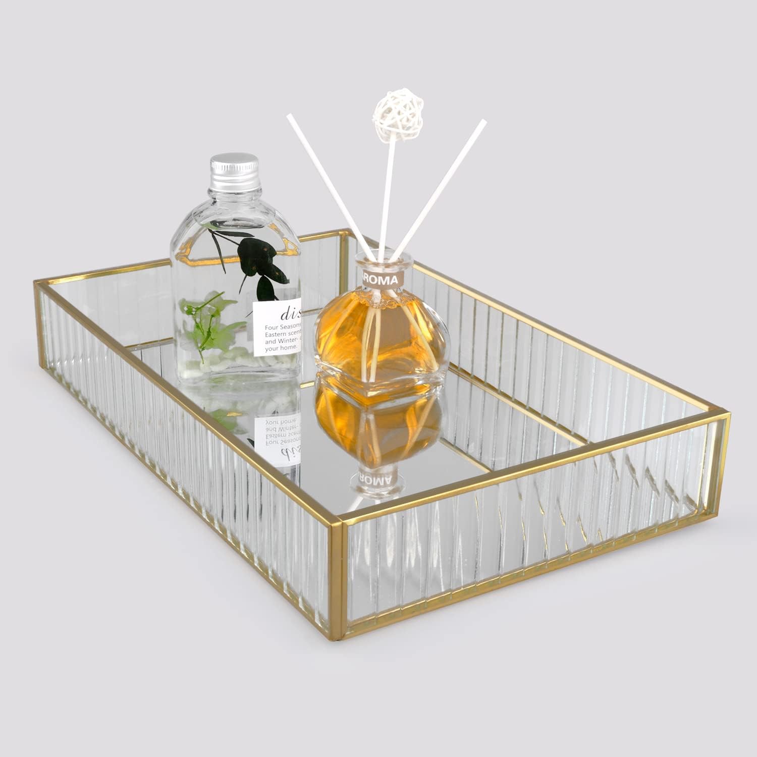 Hipiwe Glass Vanity Tray Vintage Makeup Tray with Acrylic
