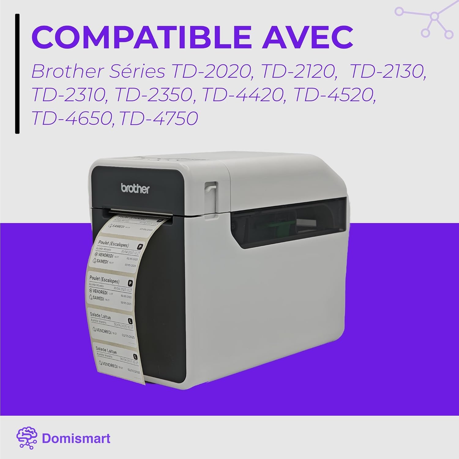 Étiquettes HACCP Traçabilité DLC 51x25mm - Lot de 5000 Étiquettes (2 Rouleaux) - Adhésif Amovible Sans Résidu - Pour Applications HACCP - Compatible avec Imprimantes Brother