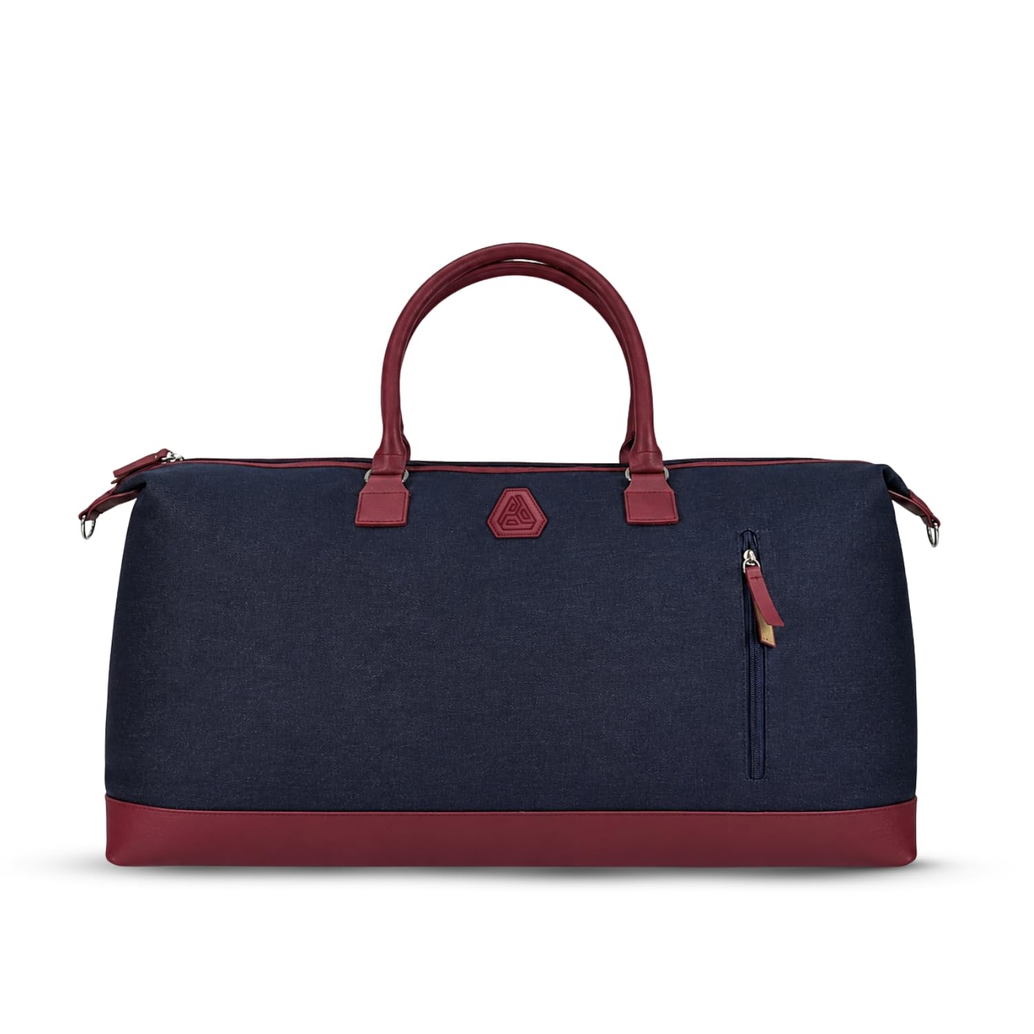 Denaro 37L Weekender Duffle Bag for Men, Denim Travel Bag with Leatherette Handles, Adjustable Shoulder Strap, Front Zip Pocket, Water-Resistant, Lightweight Overnight Bag (Marnoon Navy)-image-19