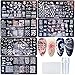 NICENEEDED Set di Piastre per Timbri per Nail Art, 6 pezzi di Modelli per Unghie con Cielo Stellato con Stampino per Unghie e Raschietto per Unghie, Moon Flower Alphabet Nail Plates Strumenti