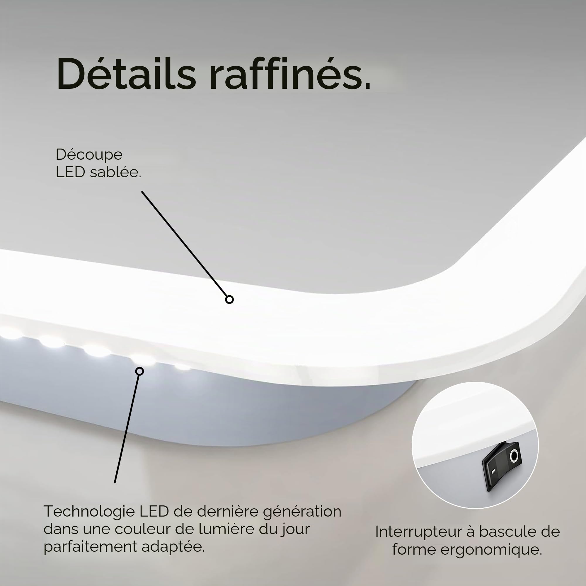 Talos Miroir de Salle de Bains à LED Moon 120x70 cm - Couleur Claire 4200K - Design Moderne et revêtement de Haute qualité