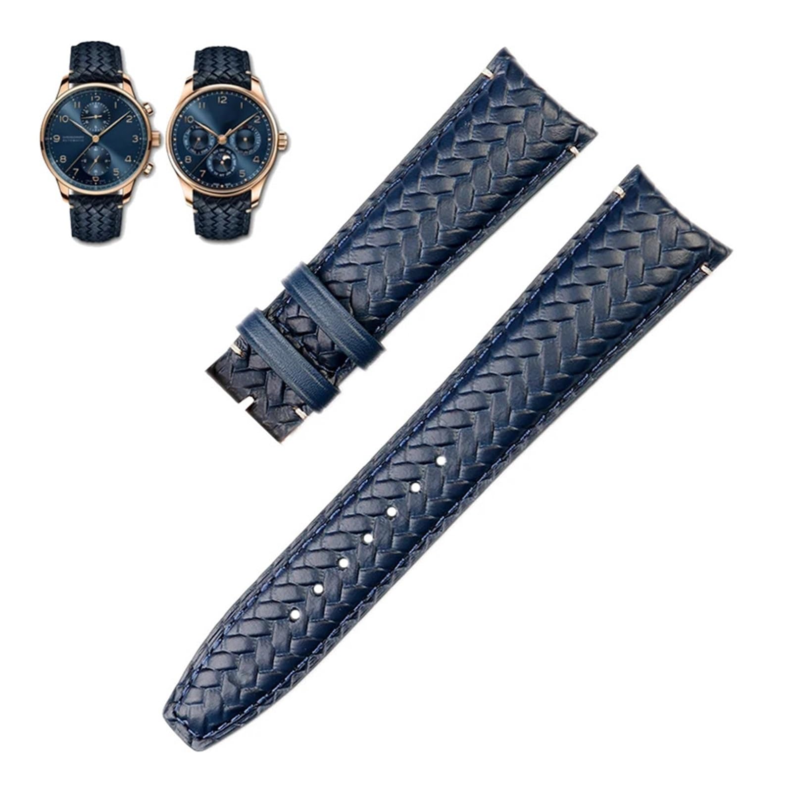 ZUC 22 mm 20 mm pasek do zegarka z prawdziwej skóry pasujący do IWC IW503312 IW500713 IW344205 niebieski pasek do zegarka ze skóry bydlęcej męski pasek do zegarka