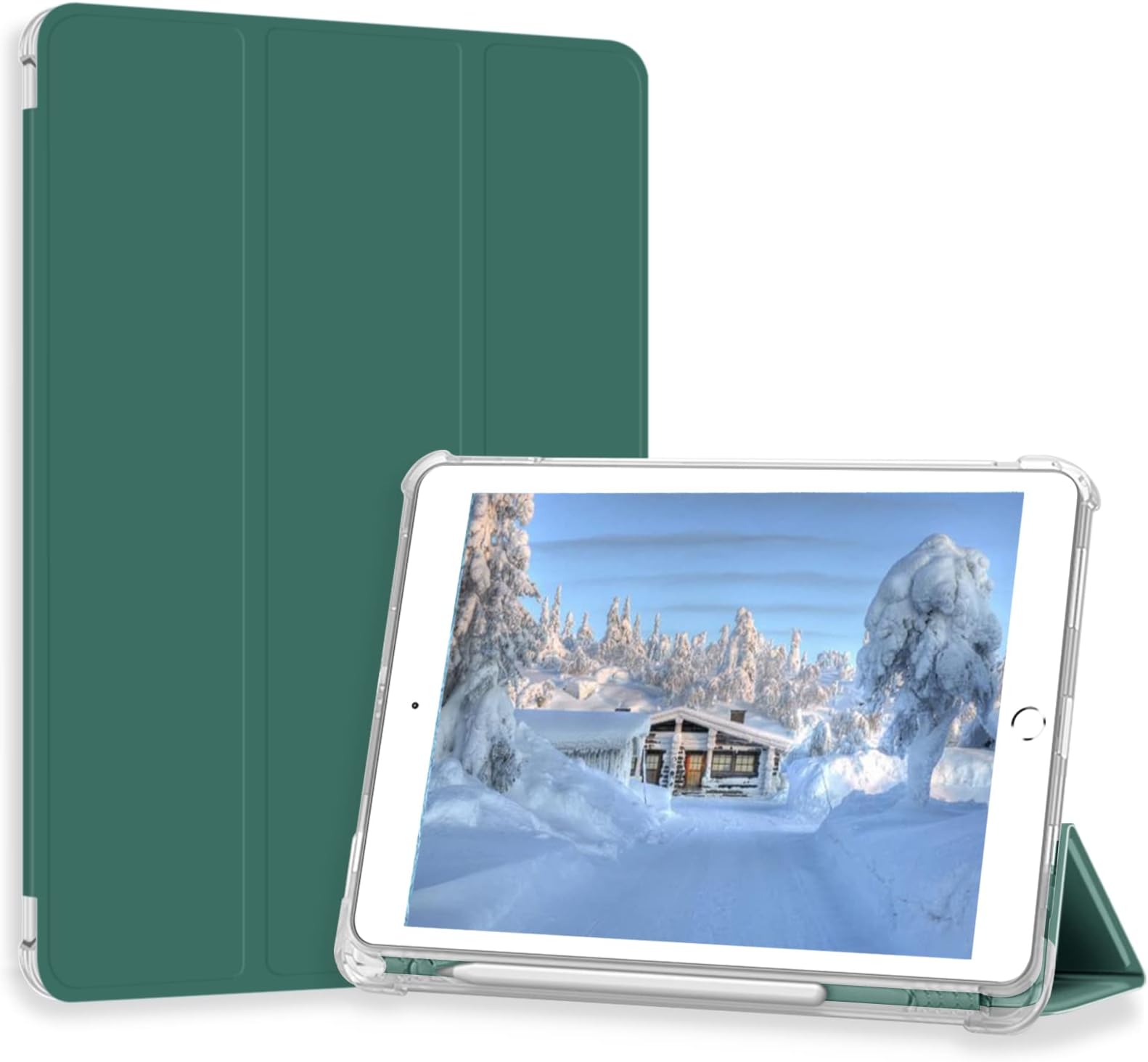 Case for iPad Pro 9.7 Only(Old Model 2016), Lightweight Slim Auto Sleep/Wake Trifold Stand Smart Cover, Soft TPU Frosted Translucent Back Pencil Holder Case for iPad Pro 9.7 Inch, Dark Green