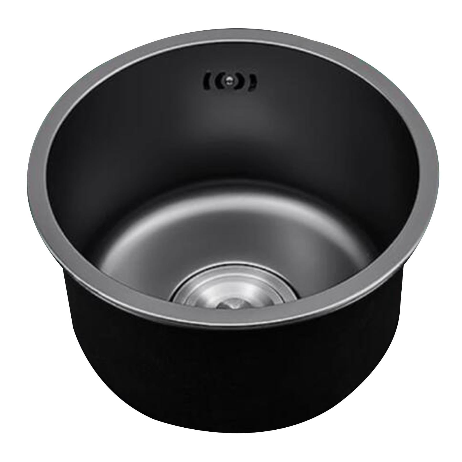 JNTFNE Single Bowl Stainless Steel RV Hotel Restaurant Sink Space-Saving Commercial Small Round Kitchen Easy-to-Clean Wash Basin Easy Installation(43 * 43cm)