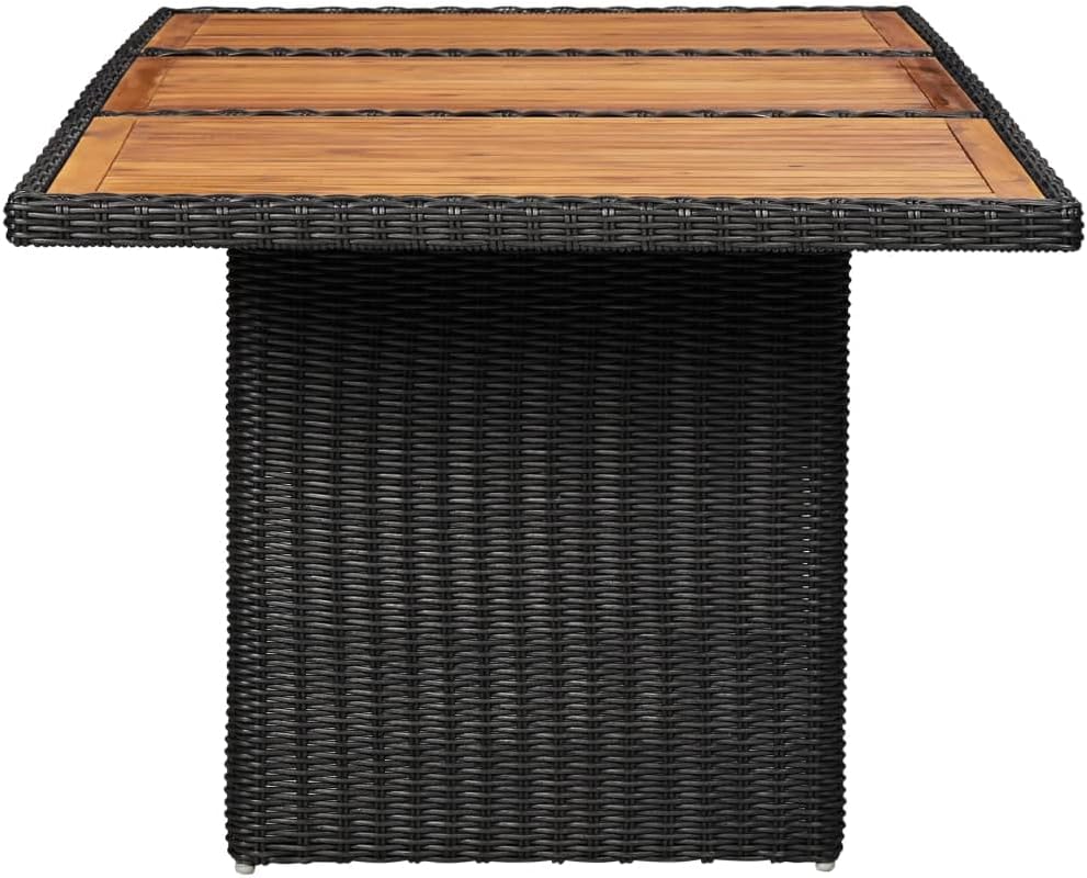 Patio Dining Table,Patio Bistro Table,Apartment Gardening Balcony,Deck Table,Backyard Table,for Patio, Backyard,Pool, Black 78.7"x39.4"x29.1" Poly Rattan