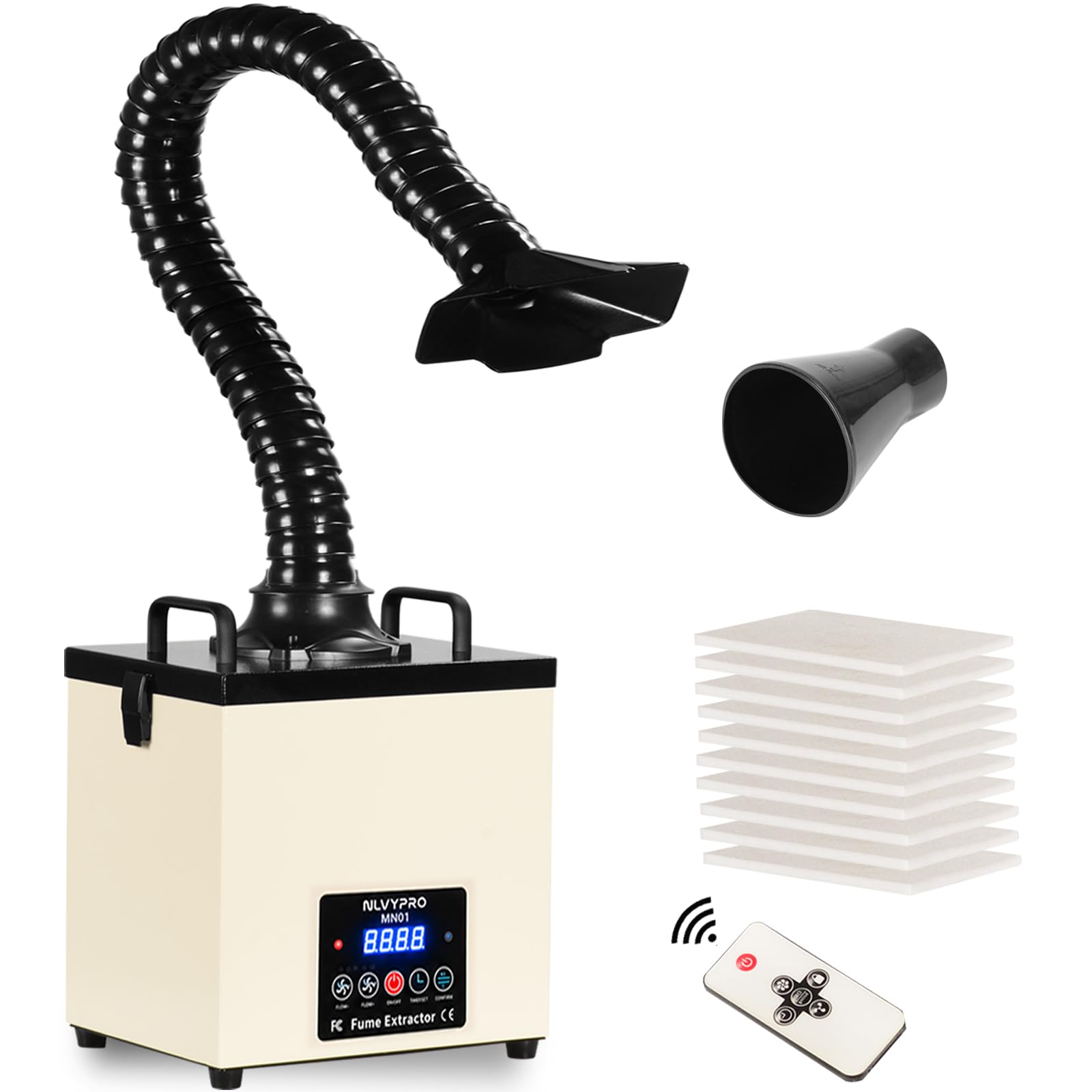 MN01 Solder Fume Extractor, 105W 155 CFM LED Remote Filter Alert