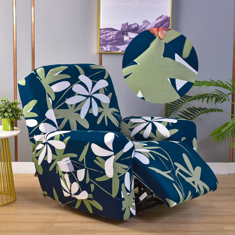 Highdi Floral Print Recliner Chair Covers for Electric Chair, Pieces  Stretch Recliner Slipcovers with Pockets Non Slip Sofa Cover Furniture