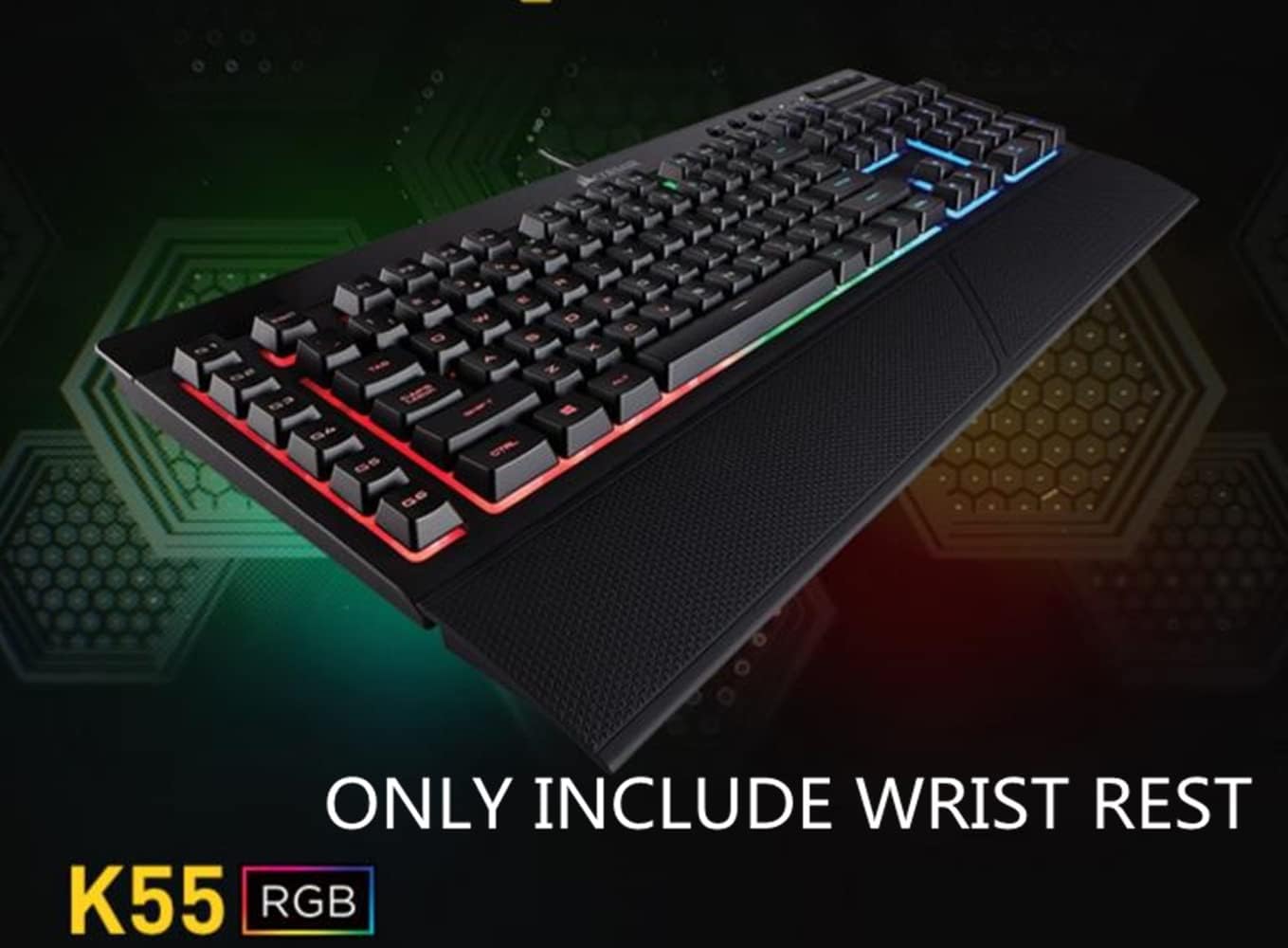 New Wrist Rest for Corsair K55 K70 RGB K100 K63 K65 K68 RGB Strafe K95 Keyboard Wrist Rest Pad Palm Protection (Not Include Keyboard) (K55 RGB), Black