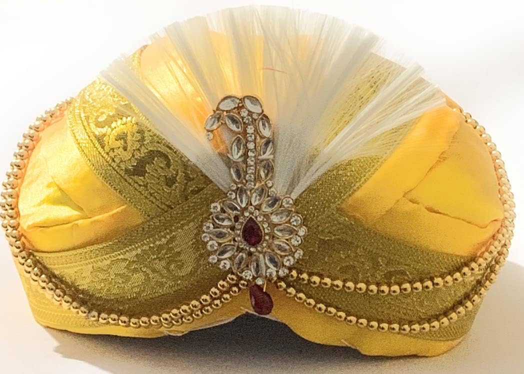 Crafts India® Handcrafted Tradiational Mysore Peta - Maharaja Yellow (B0CNNL8Y5C) Amazon Price History, Amazon Price Tracker