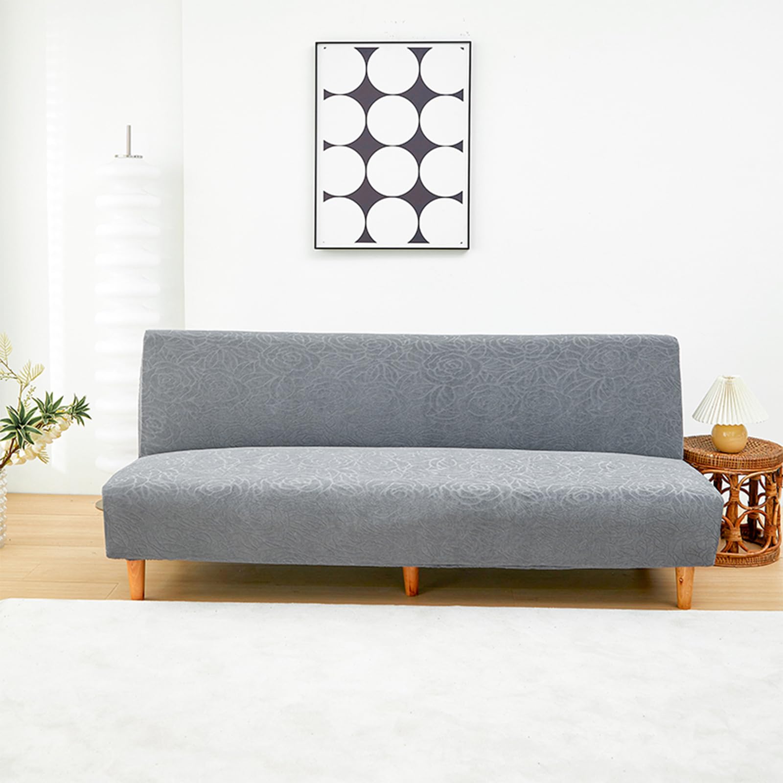 Housse de futon extensible antidérapante en jacquard avec élastique en bas taille L