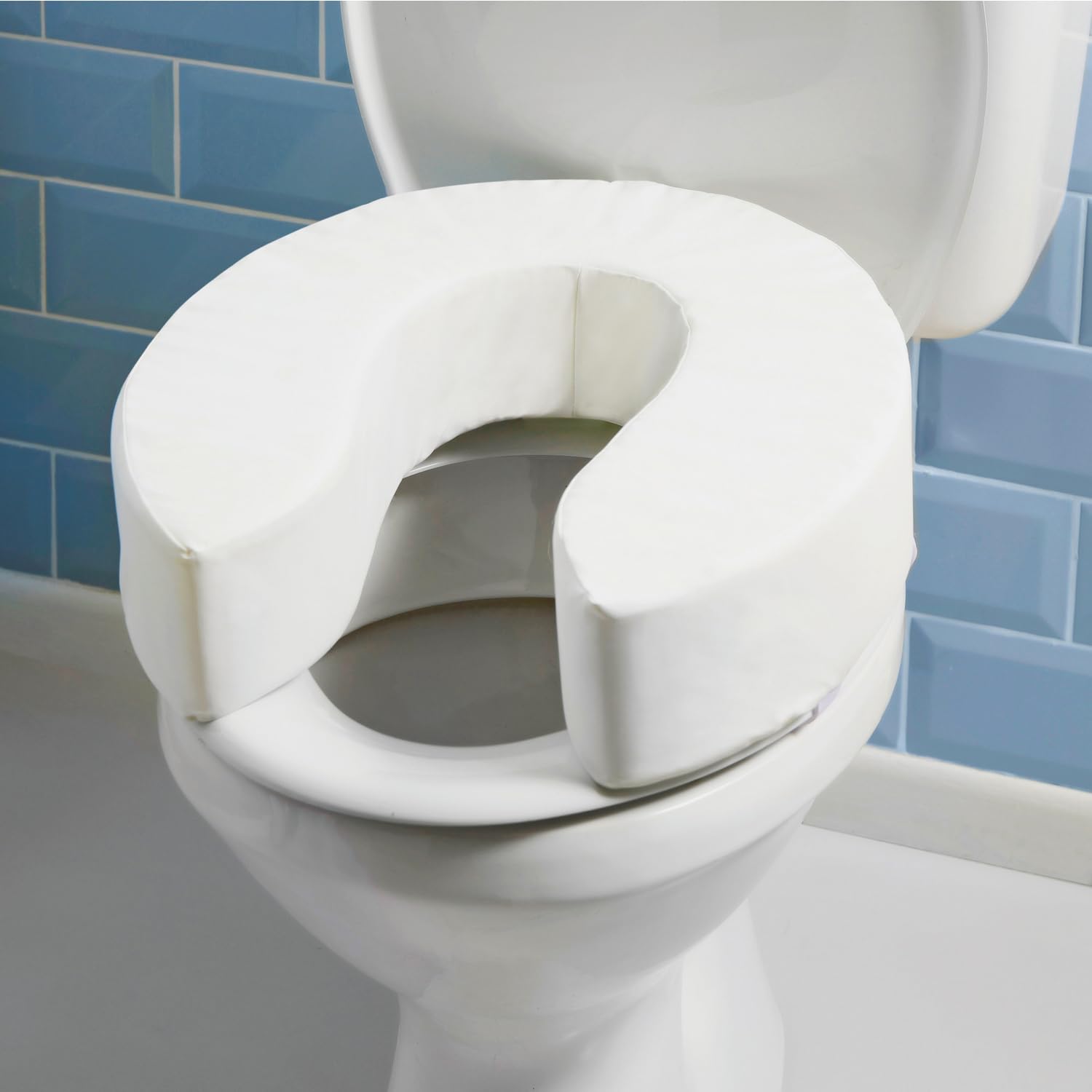 3 PAGEN Rialzo per sedile WC morbido – Cuscino per sedile WC – 10 cm seduta più alta – facilita sedersi e alzarsi con sicurezza – igienico, confortevole e sicuro – Include cinghie di fissaggio