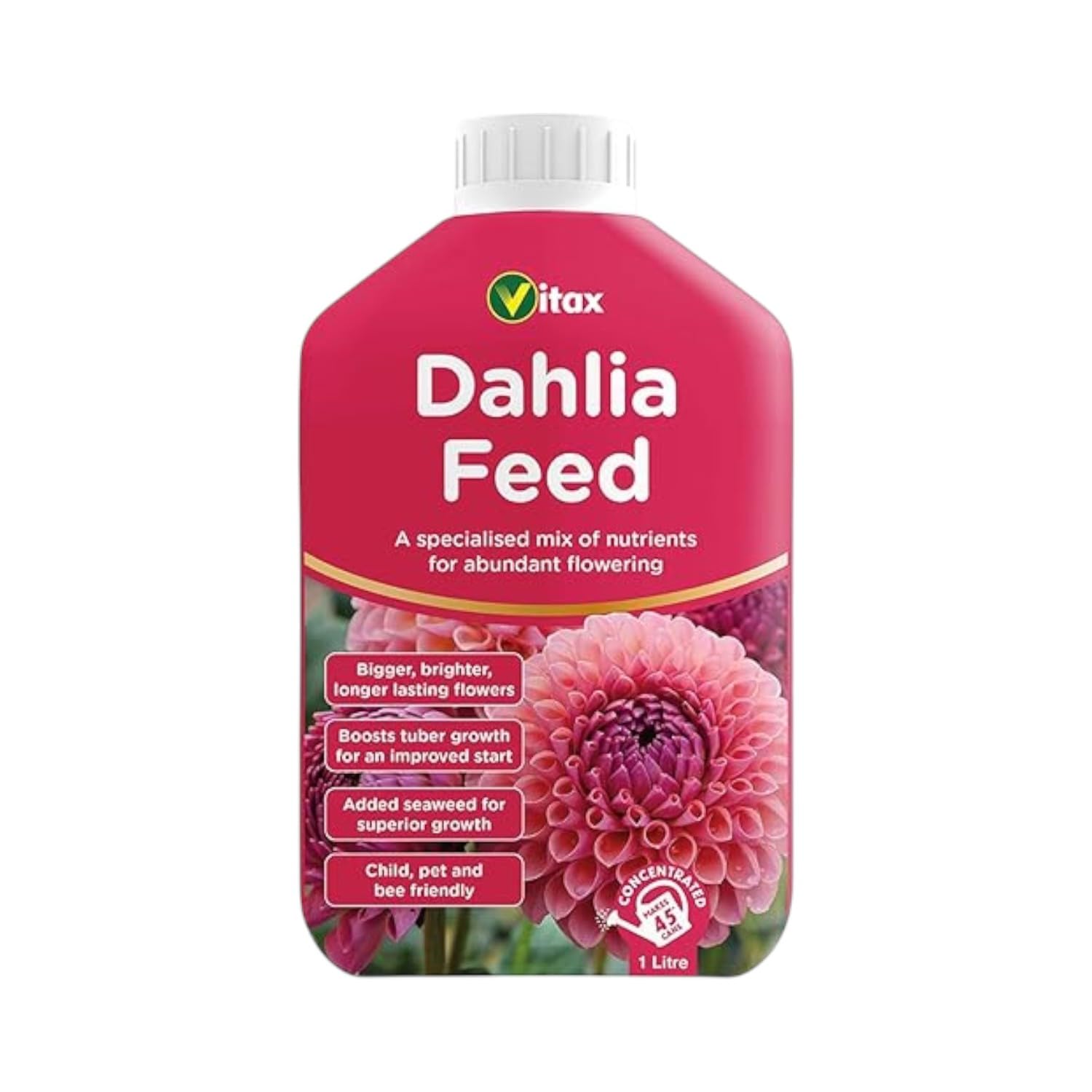 Vitax Organic Dahlia Liquid Feed 1L – Balanced Nutrients for Bigger, Brighter Blooms – Promotes Vigorous Growth, Vivid Colour & Long-Lasting Flowers Easy-Use Fertiliser for Pots & Garden Beds