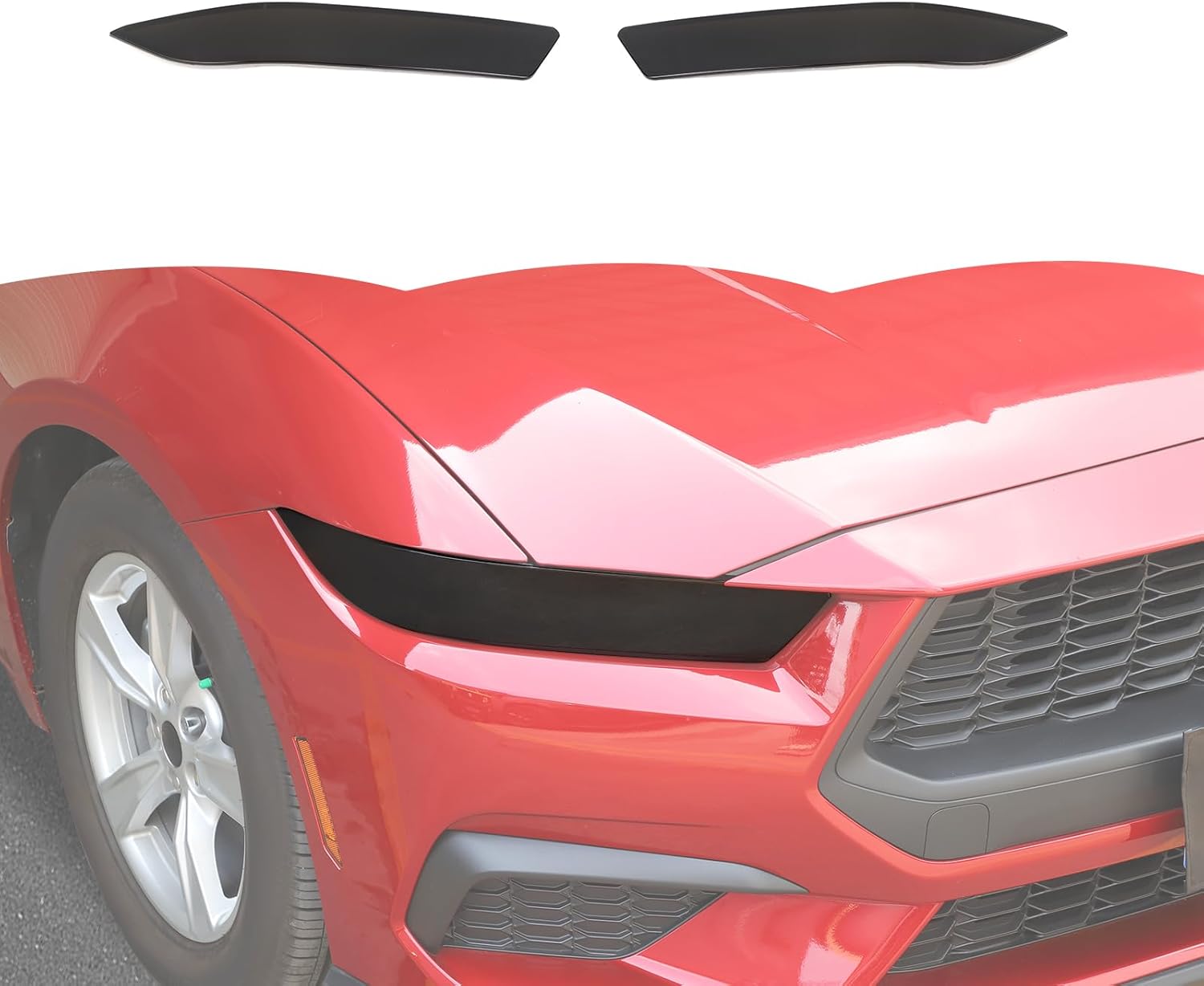 RT-TCZ Smoked Black Front Headlights Lamp Cover Guard Trim Decoration Exterior Accessories for Ford Mustang 2024 2025