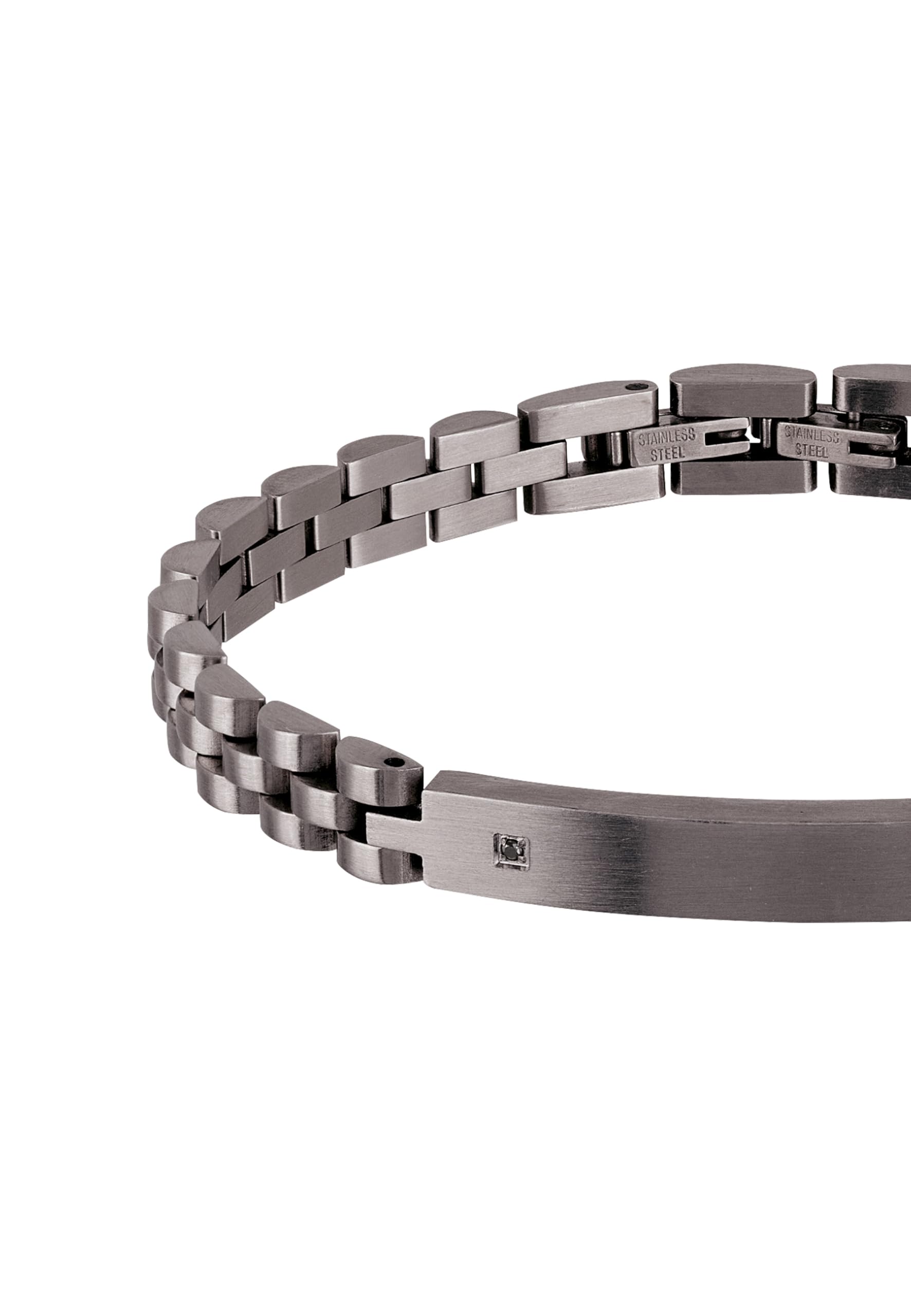 Breil, Collezione Black Diamond, Bracciale Uomo in Acciaio Colorato IP Gun, con Diamante Naturale, Pratica Chiusura a Moschettone, Idee Regalo Uomo, Lunghezza Regolabile 17.5-22 cm, Grigio