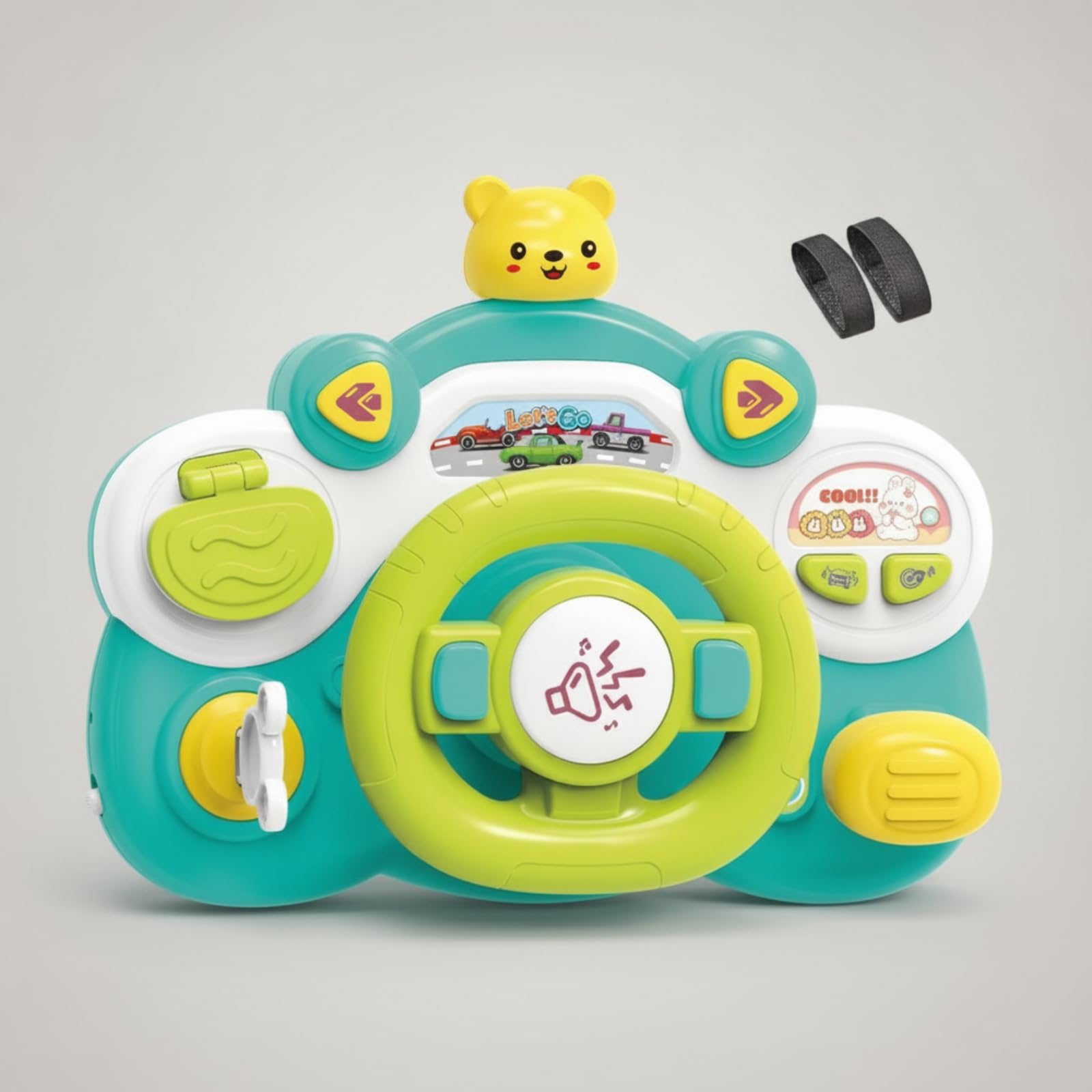 Giocattolo di Guida Simulata Girevole Giocattolo con Pedali e Pulsanti Acustico Gioco Educativo per Bambini Piccoli, Casa, Rosso
