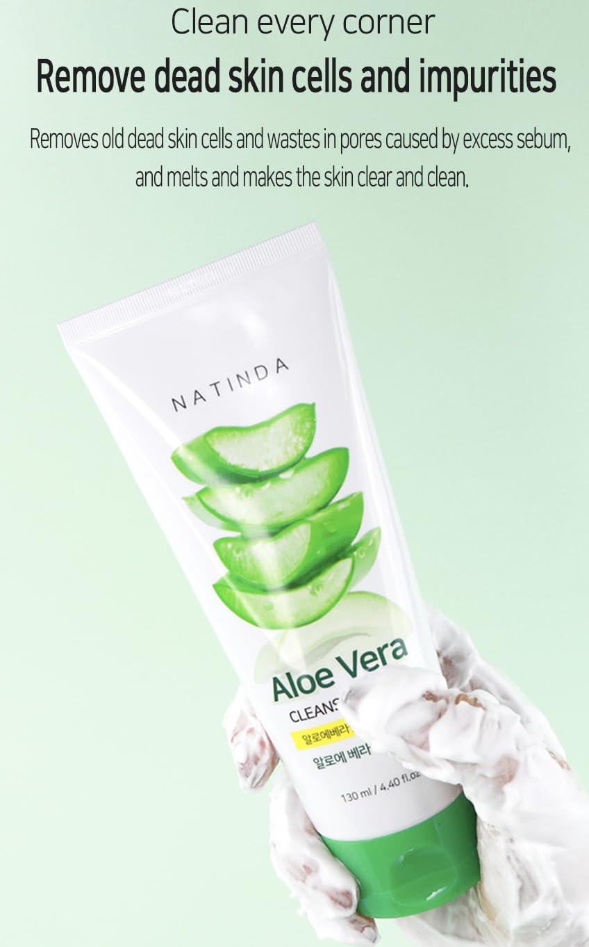 NATINDA Aloe Vera Cleansing Foam 130ml with aloe vera extract - Image 3