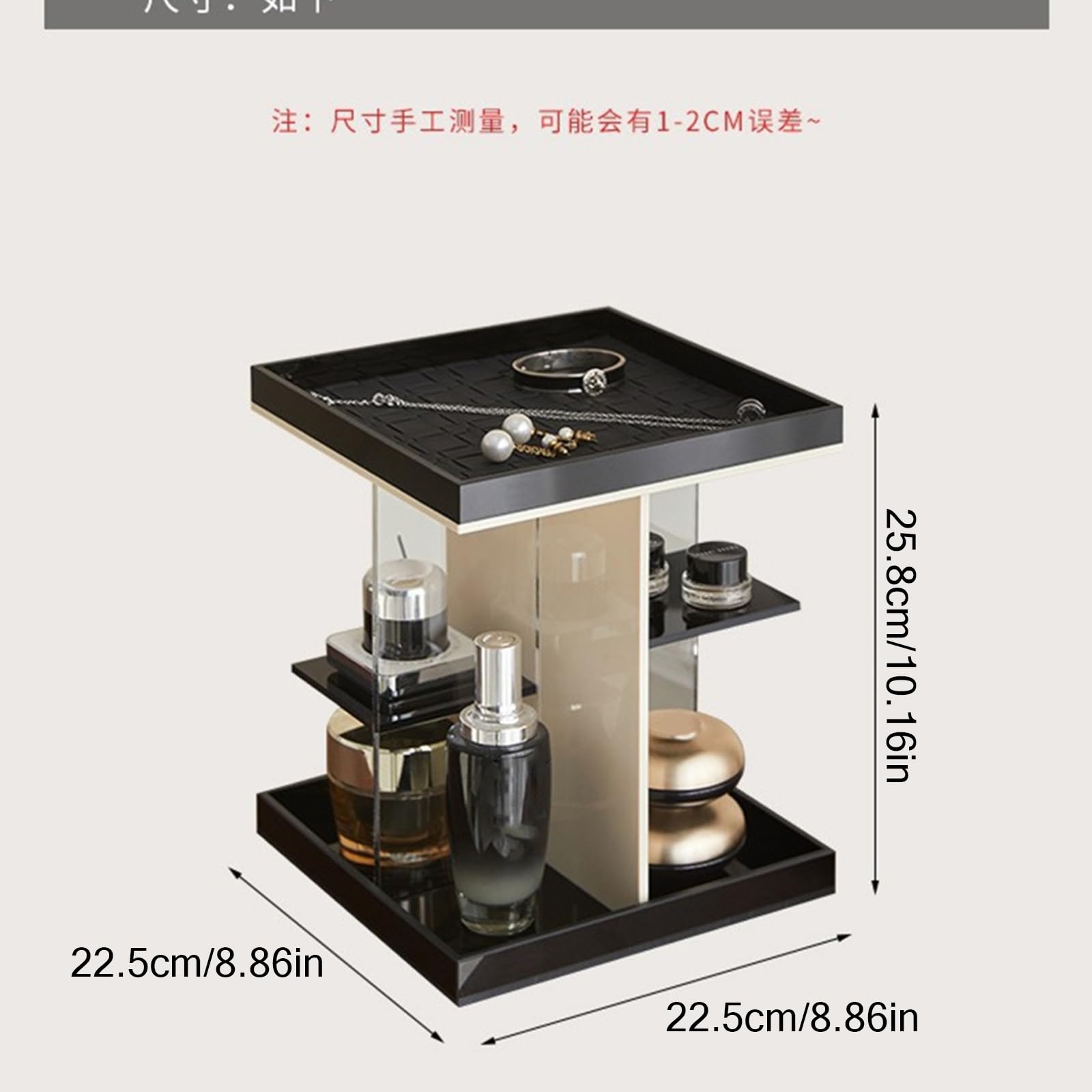 Organizador de maquillaje acrílico resistente de 360 grados multifunción para artistas