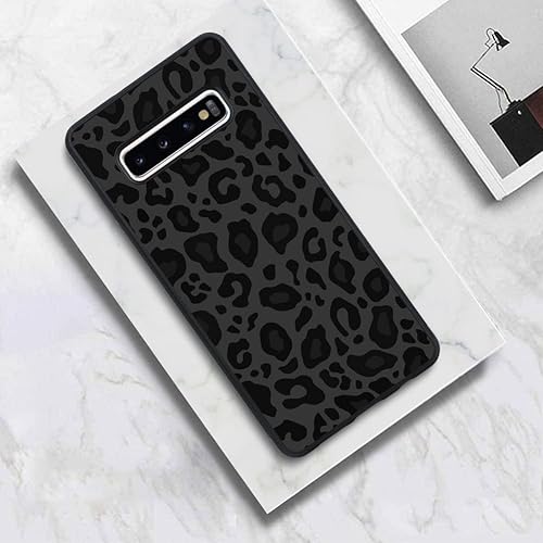 Miniatura 2 de KANGHAR Funda compatible con Galaxy S10 Plus, diseño de leopardo negro, textura de neumáticos antideslizante + a prueba de golpes, funda protectora