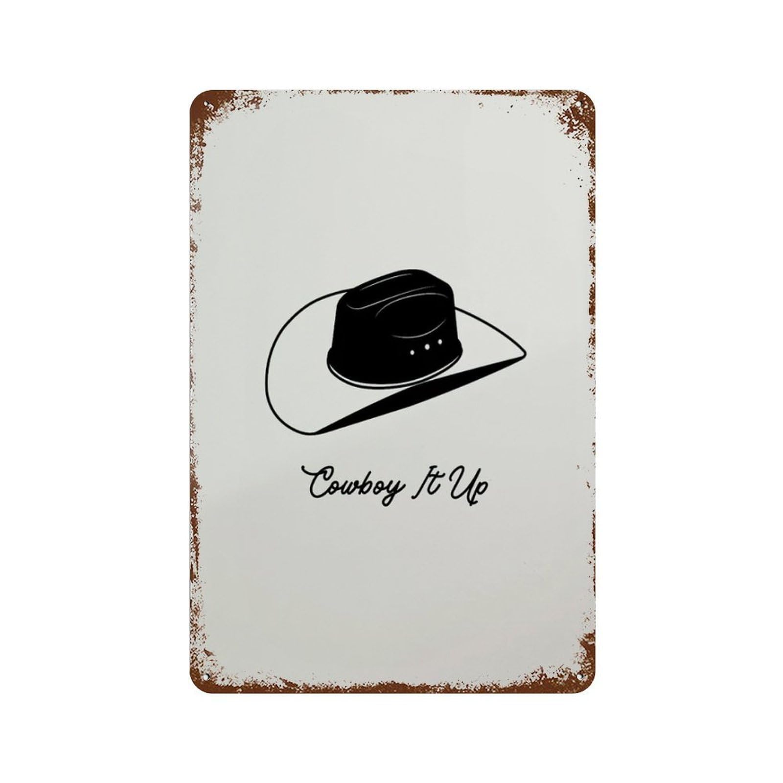 xiaoxiaoshen Trendy Western Black Cowboy Hat Wall Decor Art Metal Tin Poster Modern Home Decor Art Home Bar Shop Decorations Vintage Sign 30x20cm