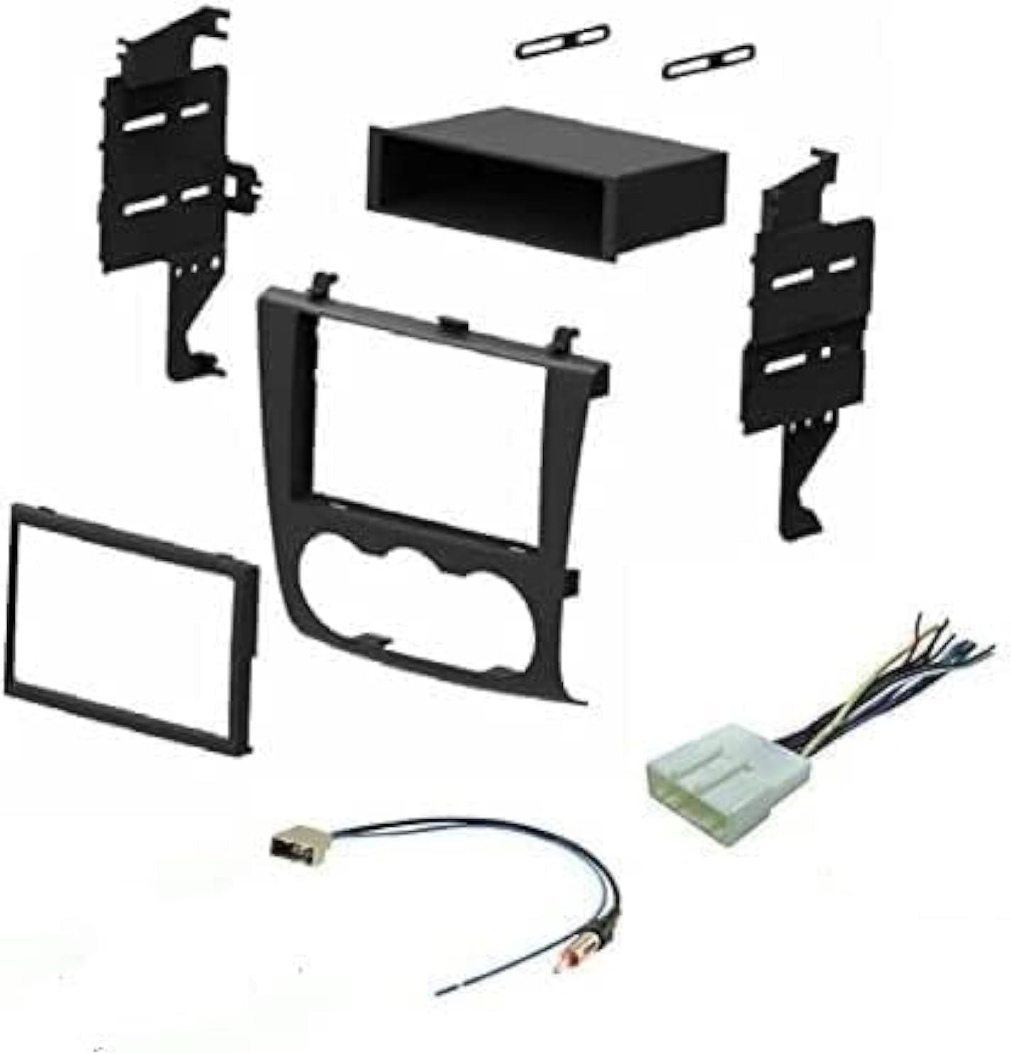 ASC Audio Car Stereo Install Dash Kit, Wire Harness, and Antenna Adapter for Installing an Aftermarket Radio for 2007 2008 2009 2010 2011 2012 Nissan Altima w/Manual Climate Control Knobs