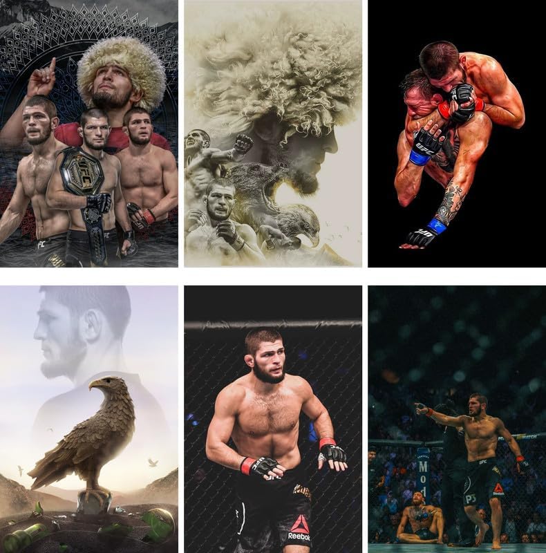 Postrhai Khabib Nurmagomedov The Eagle Poster - Pack of 6 Posters 170 GSM 8x12 Unframed Multicolor KNPC06