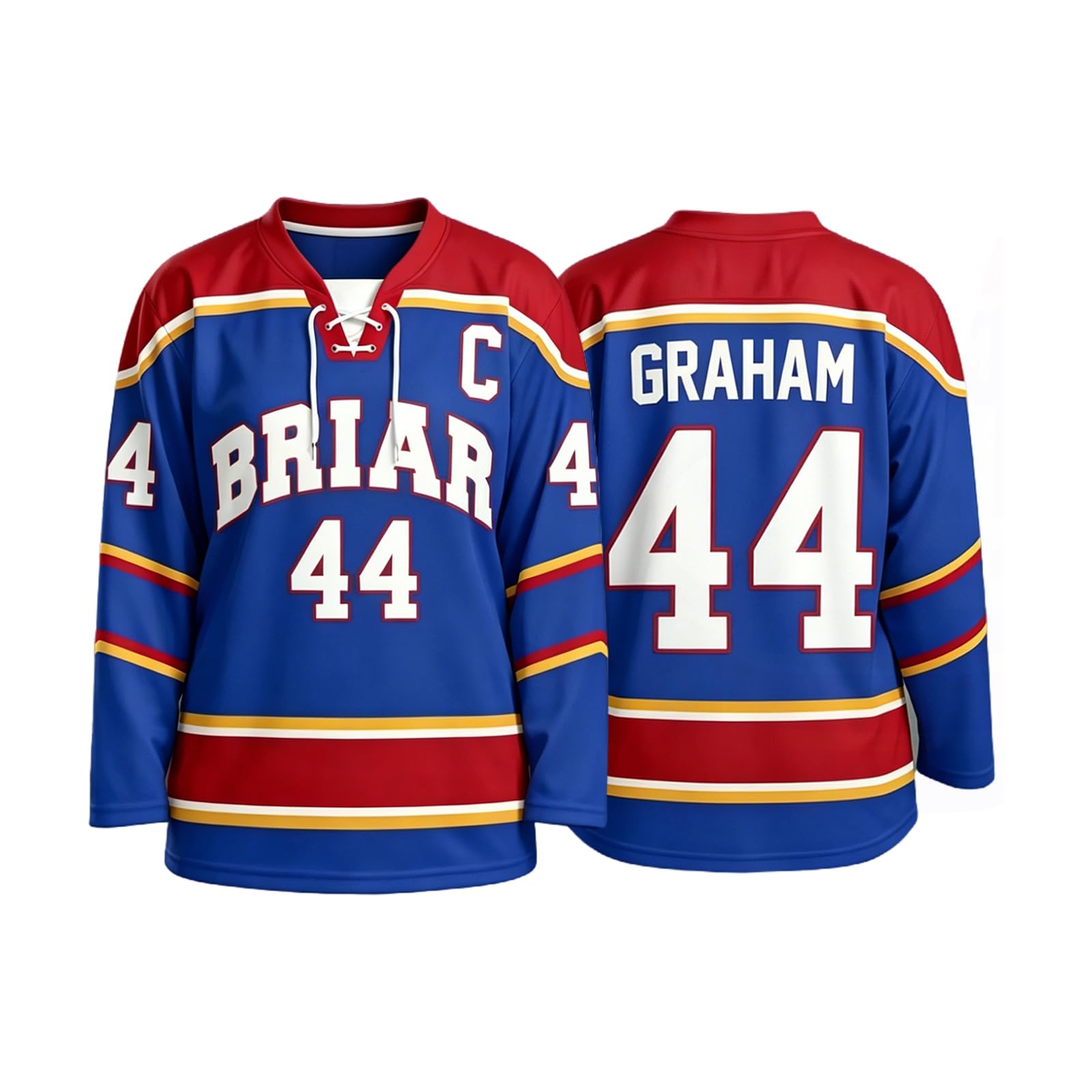 Off Campus Hockey Jersey Briar University Merch Graham 44 & Logan 22 & Tucker 46 & Di Laurentis 66 Jersey Shirt Long Sleeve V-Neck Tops Unisex Sport Pullover for Fans 02-Black XXL