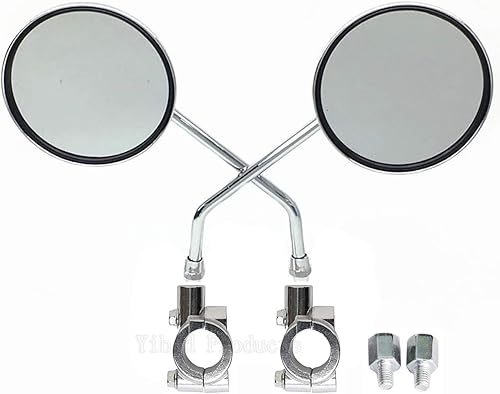 Miniatura 2 de Yibid Espejos retrovisores universales cromados de 4 pulgadas, redondos, con montaje en manillar de 7/8 pulgadas, repuesto para Shadow Custom