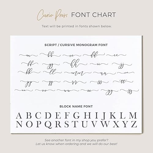 Miniatura 6 de Monogrammed Note Cards Set, Custom Stationery with 2 Letter Monogram and Full Name, 5 x 7 or 8 x 10 Notepad with 50 Sheet, Delicate Mono Pad