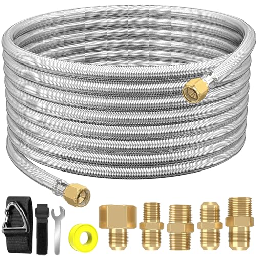24Ft High Pressure Braided Propane Hose Extension and fittings with Conversion Coupling 3/8