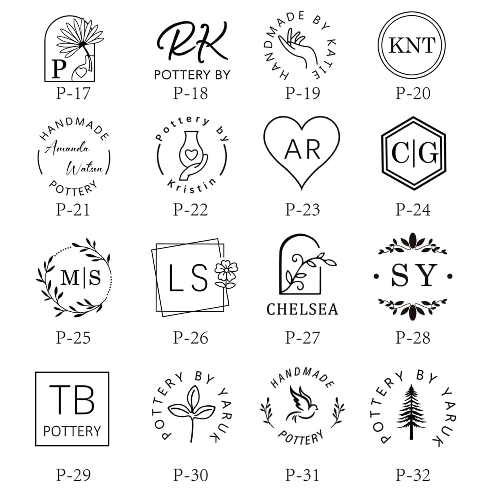 Strumento for timbri in ceramica in ottone fatto a mano, timbro in ceramica personalizzato con logo e manico in legno, simbolo in argilla personalizzato for vasai cartello(2.5Inches)
