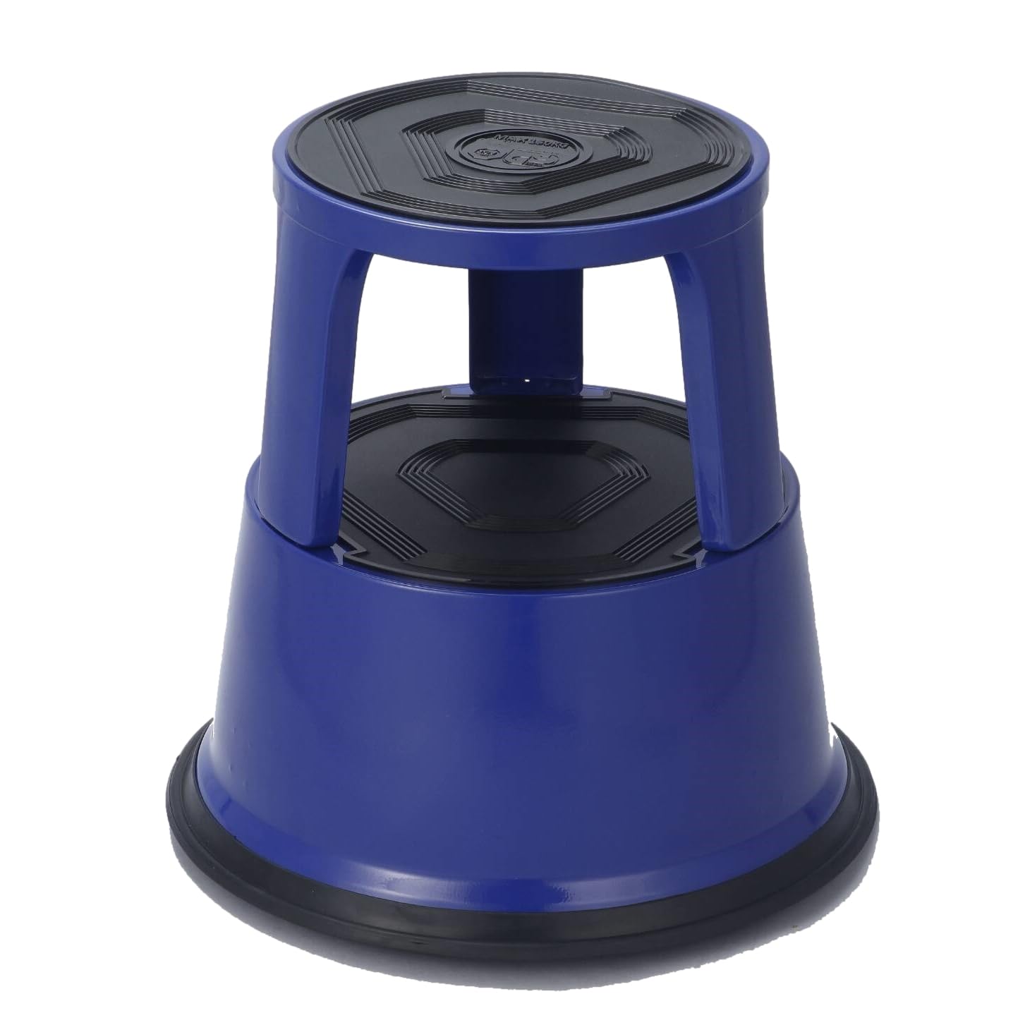 Janrax Blue Metal Round Rolling Kick Step Stool With Castor Wheels And 150Kg Load Capacity