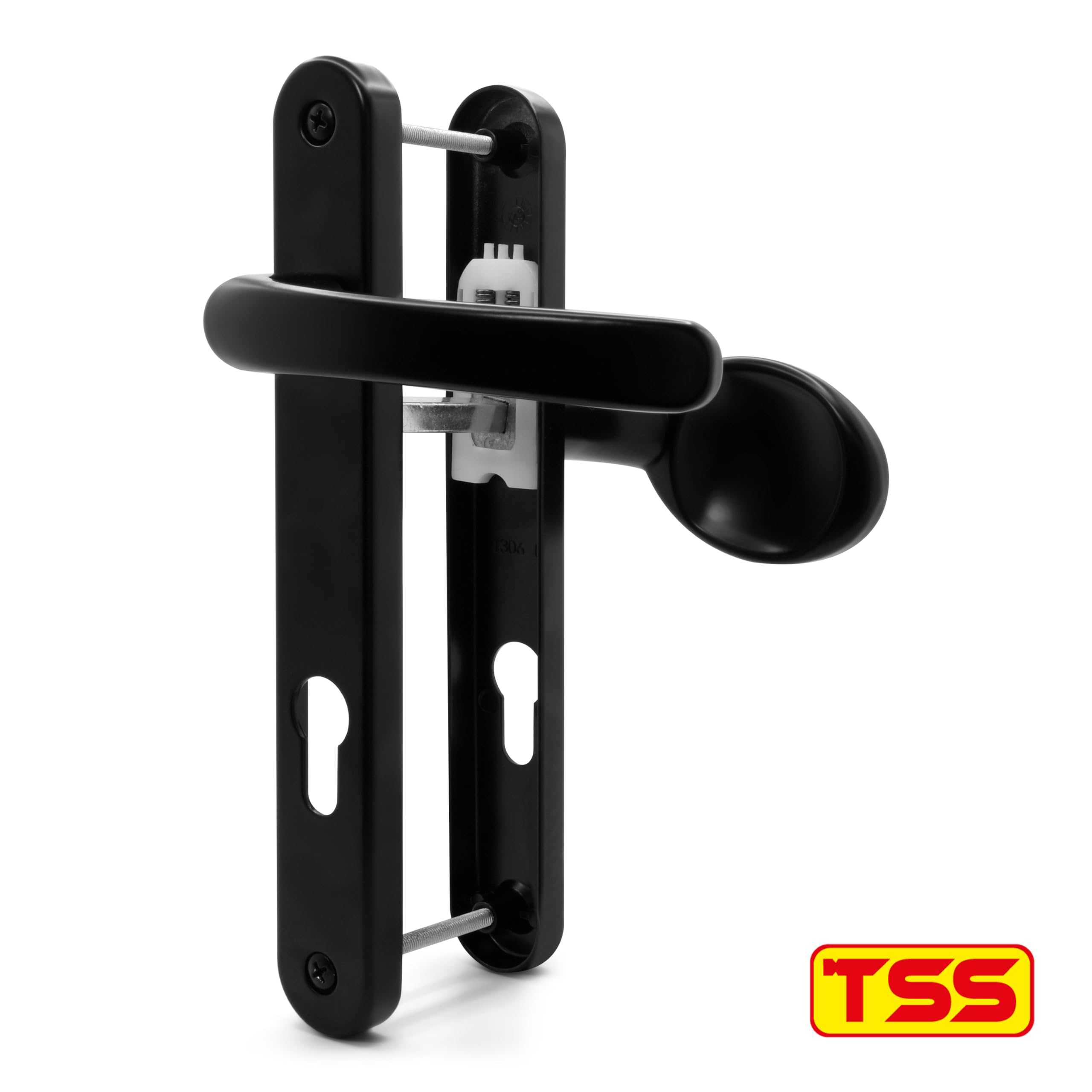 TSS UPVC Door Handle Set- Lever Moveable Pad, 92mm / 70mm PZ (Centres), 203mm Screw to Screw, Backplate 235mm X 32mm - Image 2