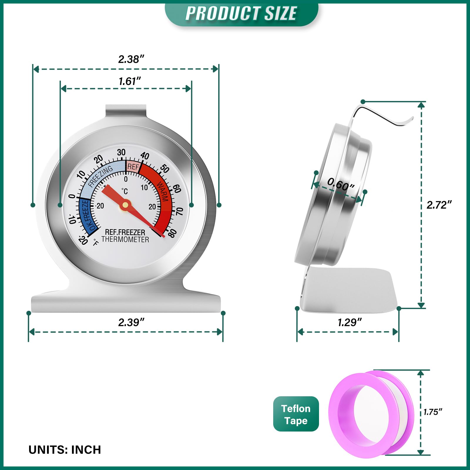BOGERDACK 14PCS Refrigerator Thermometer, 2