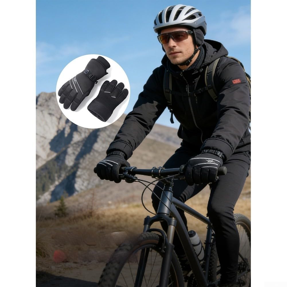 Besttoolifes Guantes de Esquí Impermeables Táctiles Negro M